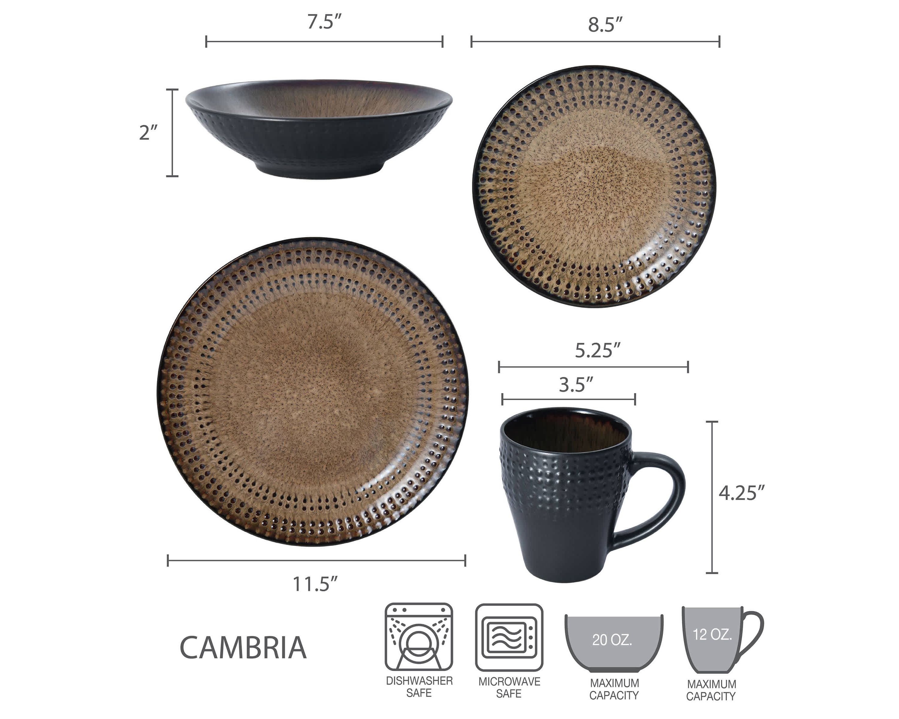 Cambria 16-Piece Stoneware Dinnerware Set, Service for 4