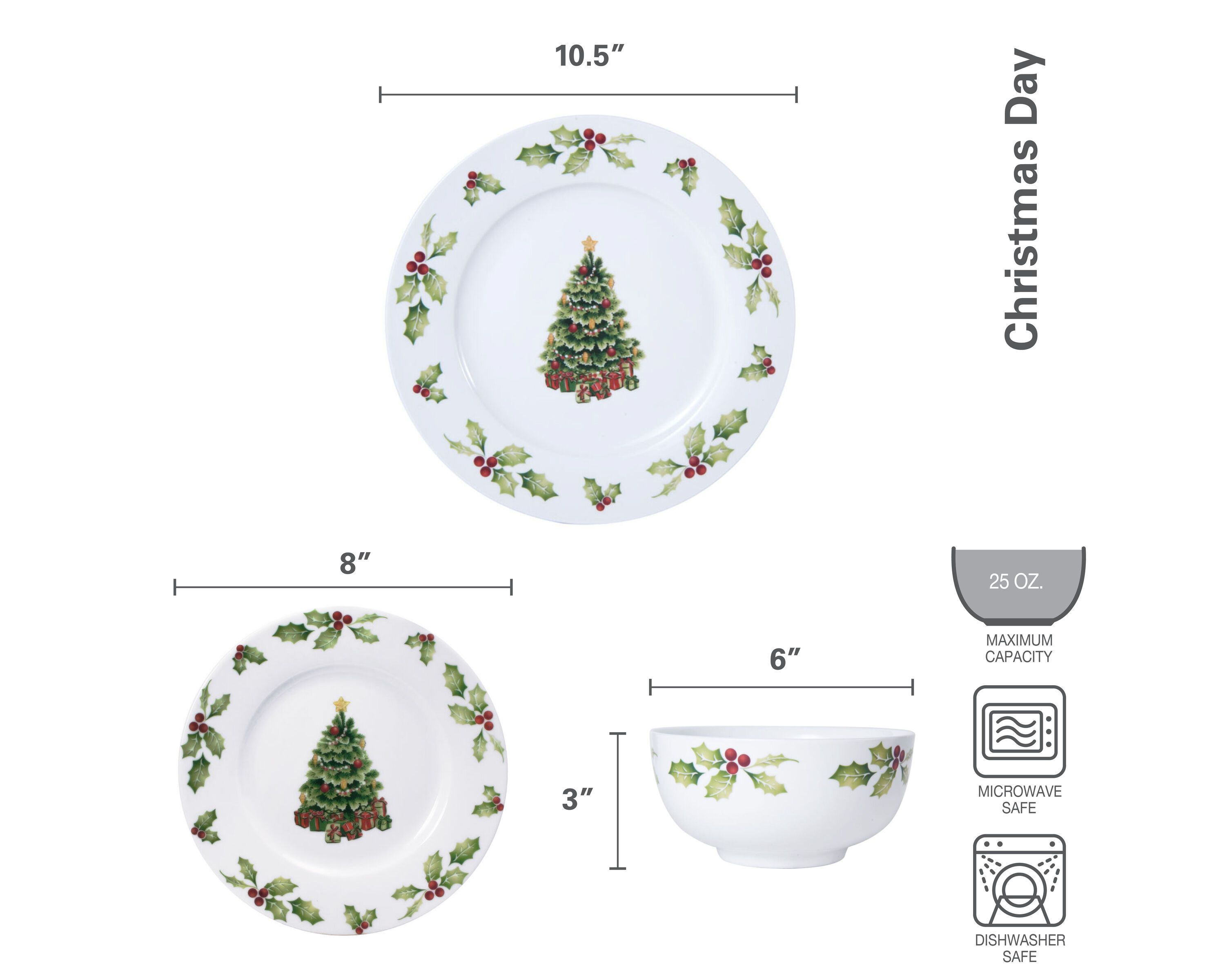 Christmas Day 24-pc Dinnerware Set, Service for 8