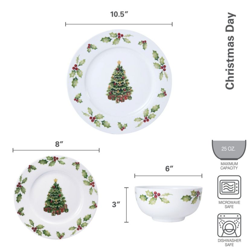 Christmas Day 24-pc Dinnerware Set, Service for 8