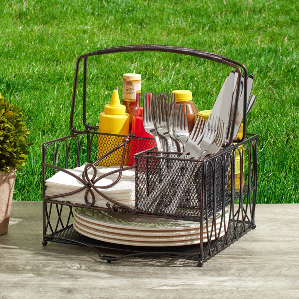 Antique Black Loop Picnic Caddy