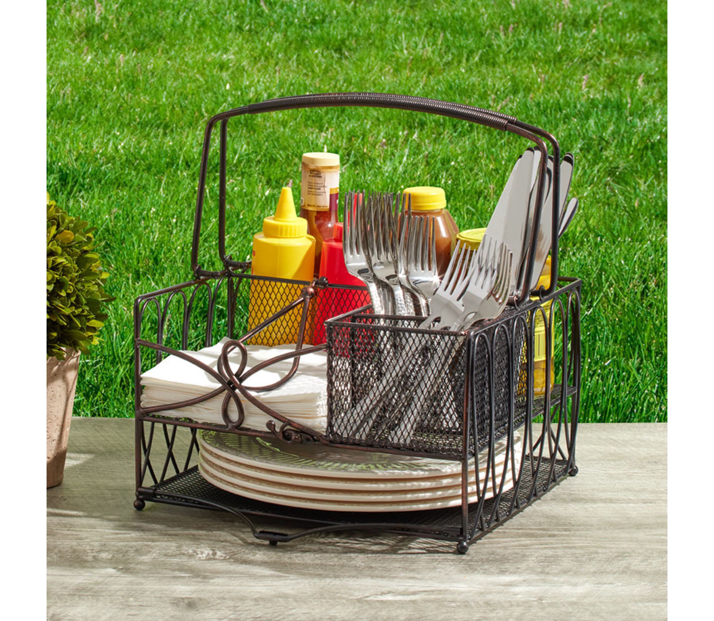 Antique Black Loop Picnic Caddy