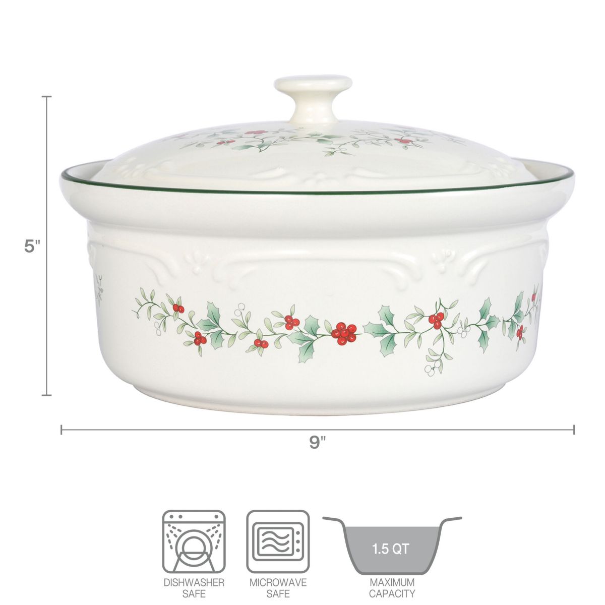 Winterberry 1.5-qt Covered Casserole Baker