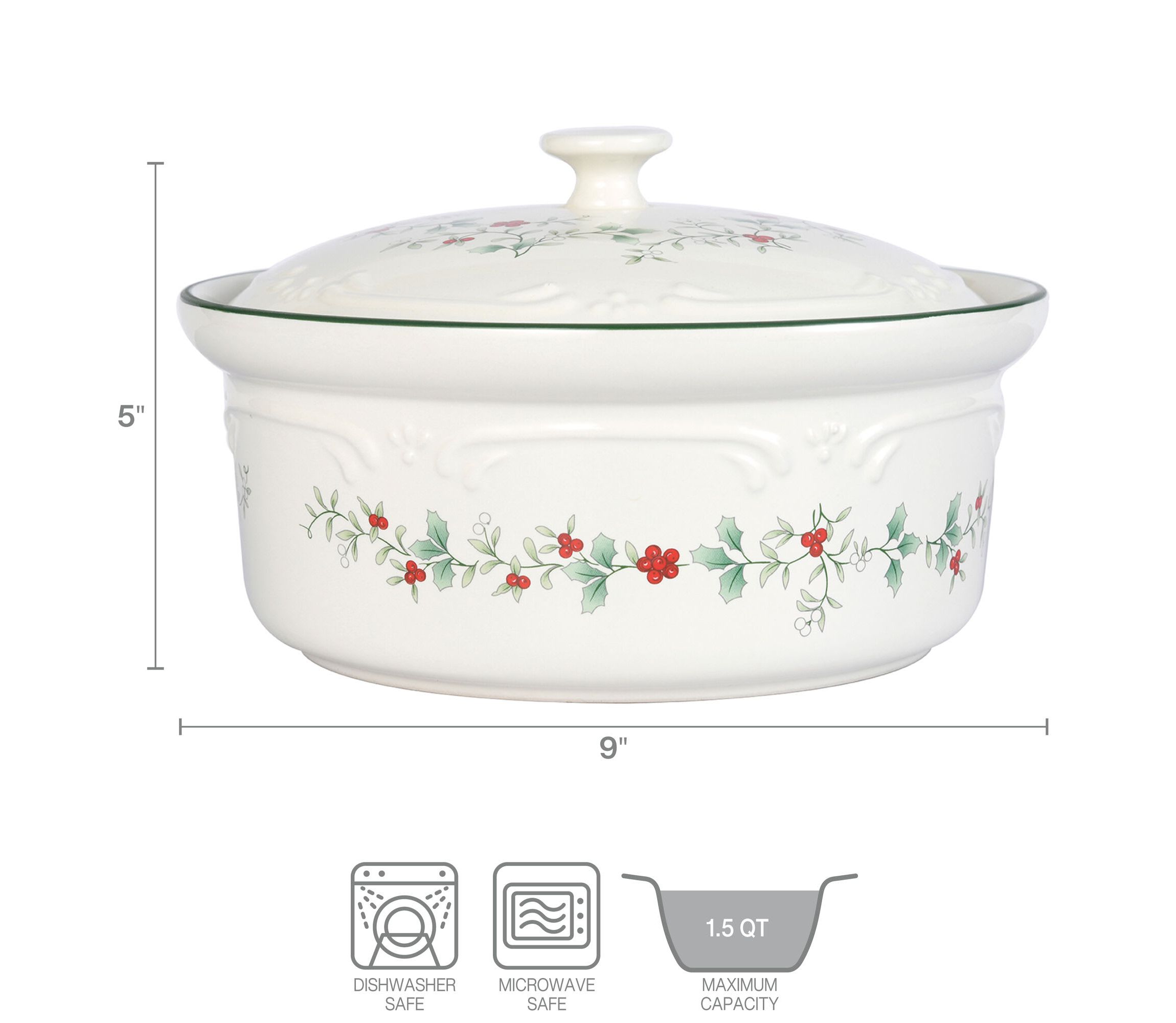 Winterberry 1.5-qt Covered Casserole Baker