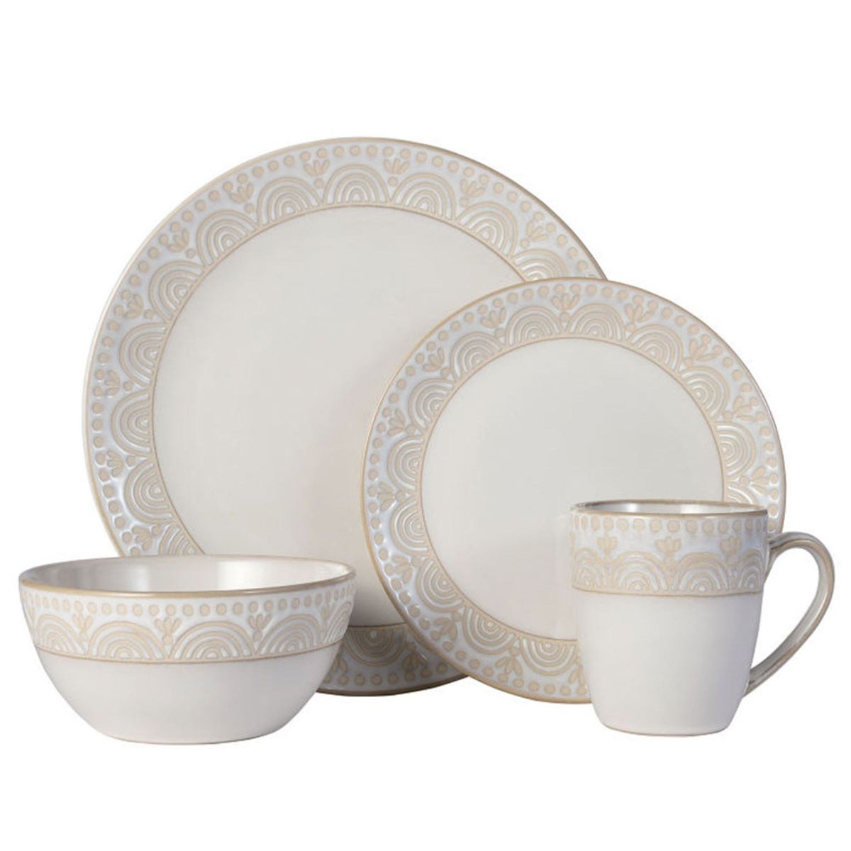 Pfaltzgraff Amelia Cream 16-Piece Dinnerware Set, Service For 4