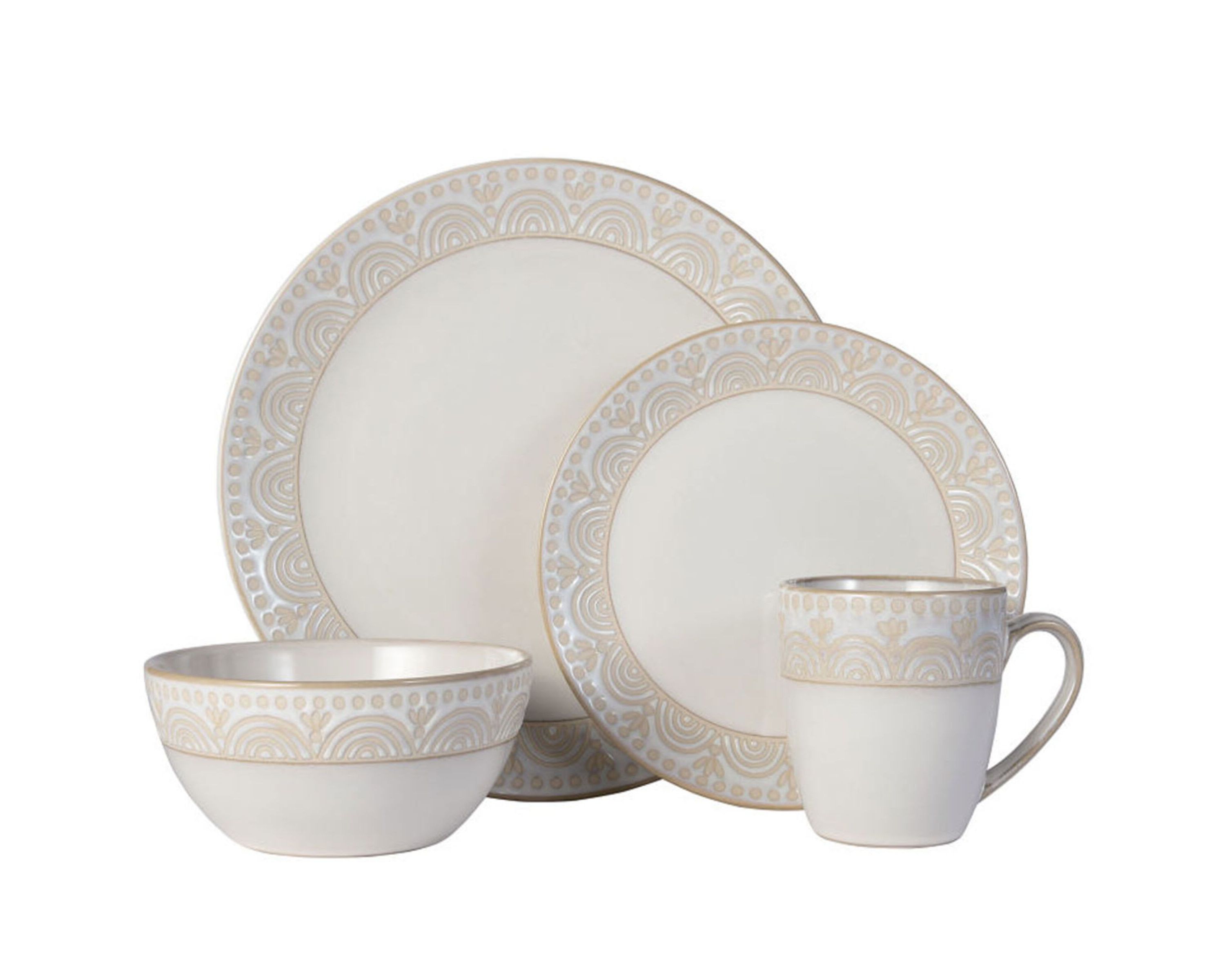 Pfaltzgraff Amelia Cream 16-Piece Dinnerware Set, Service For 4