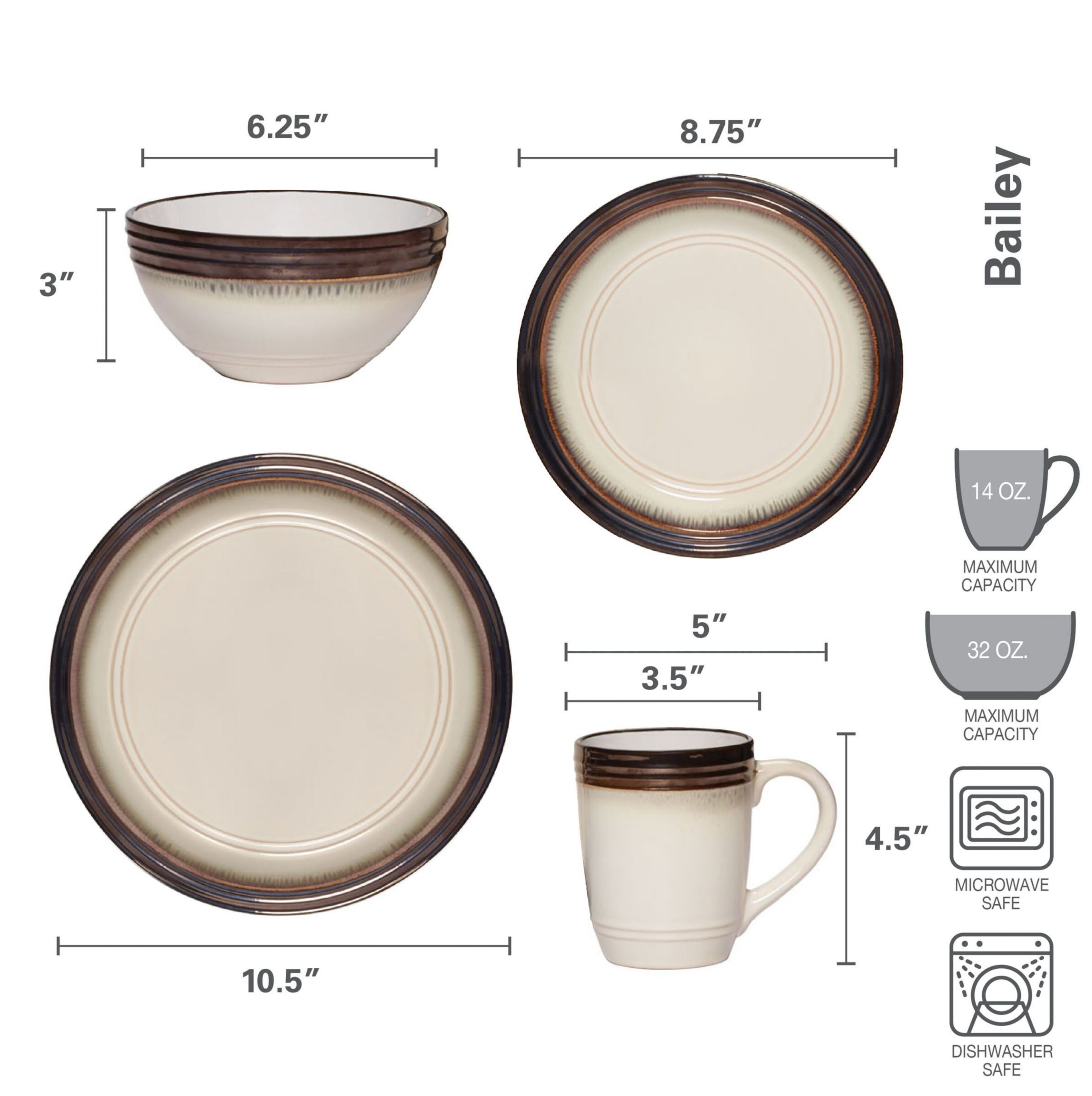 Bailey 16-pc Dinnerware Set, Service for 4