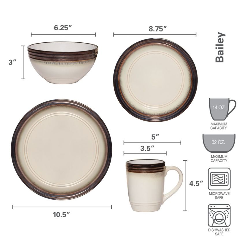 Bailey 16-pc Dinnerware Set, Service for 4