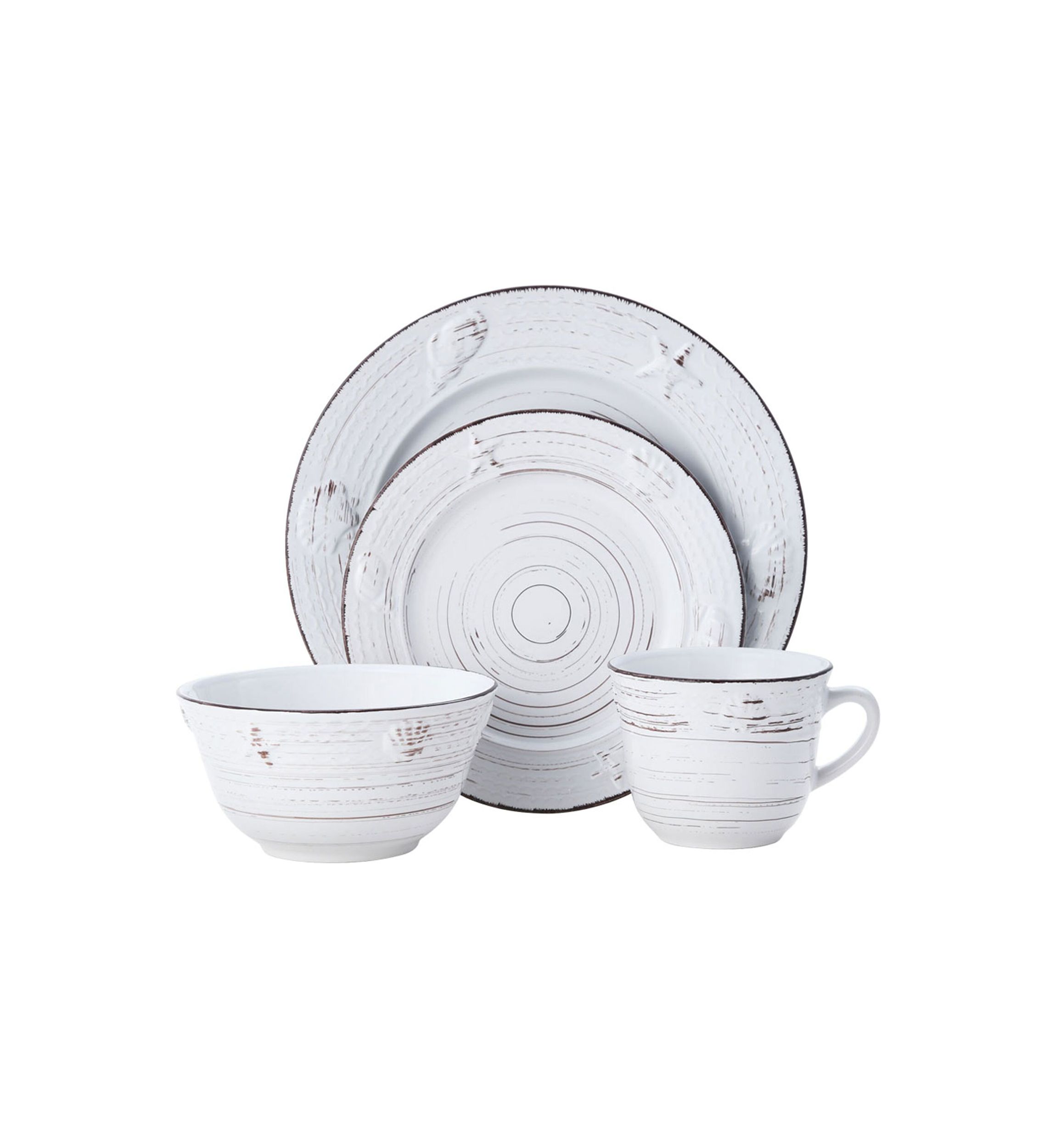 Trellis Coastal 16-Piece Dinnerware Set, Service For 4
