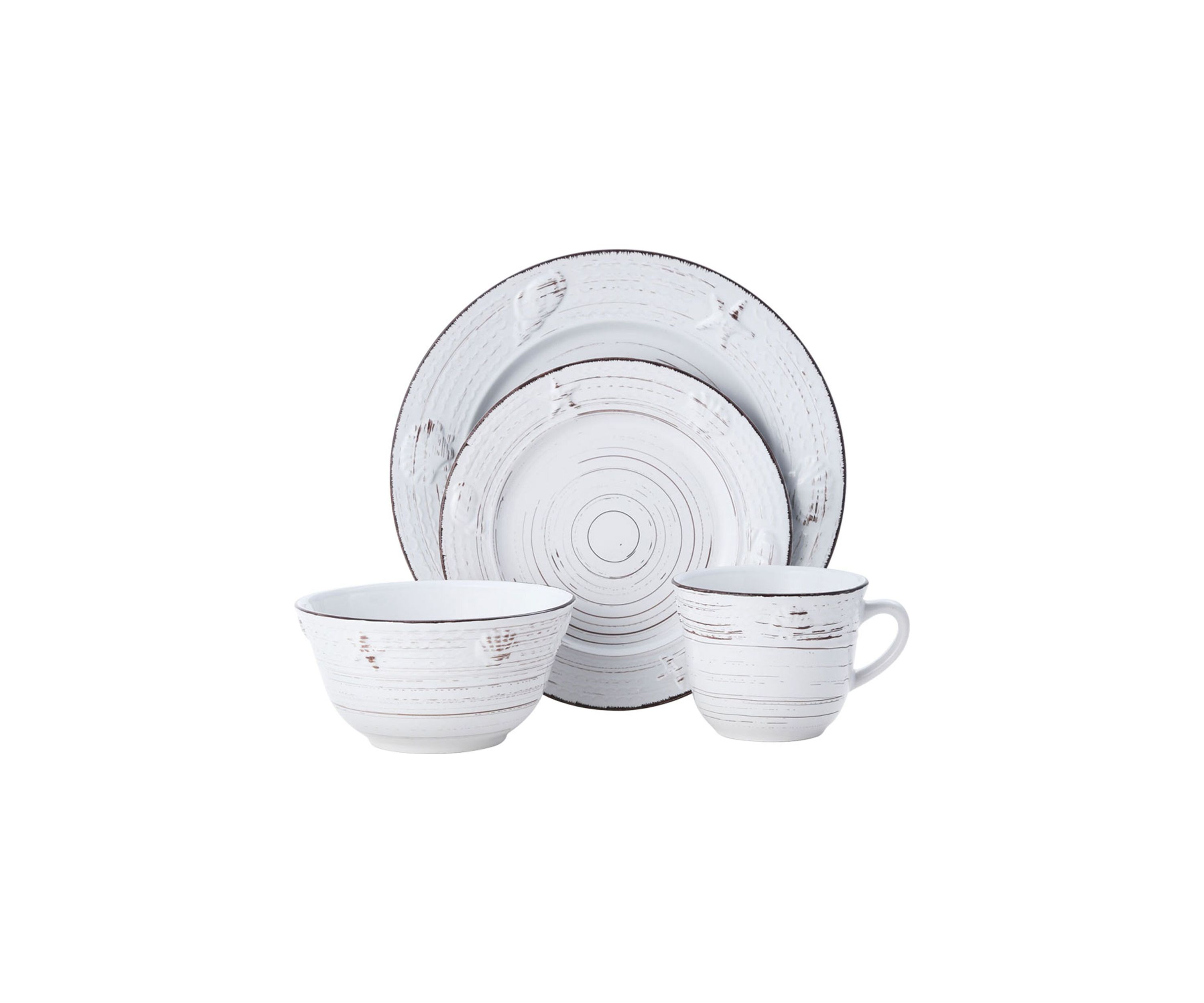 Trellis Coastal 16-Piece Dinnerware Set, Service For 4