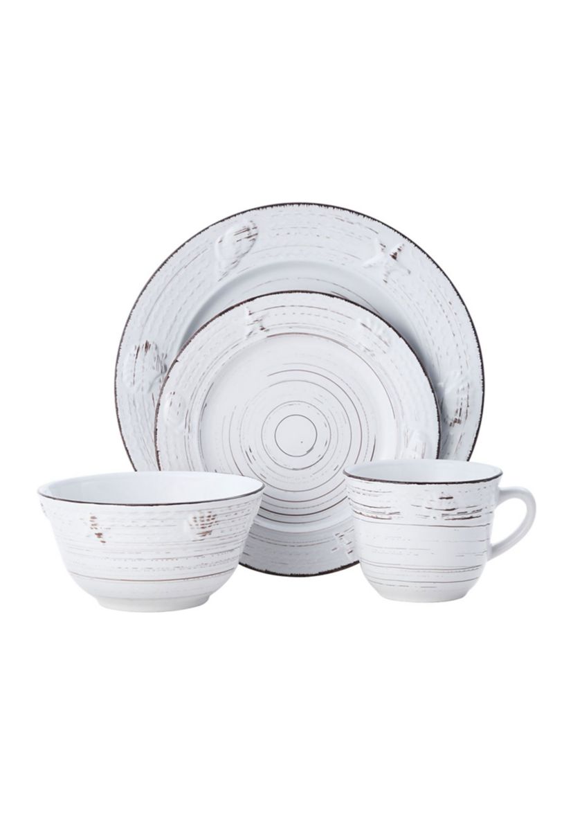 Trellis Coastal 16-Piece Dinnerware Set, Service For 4