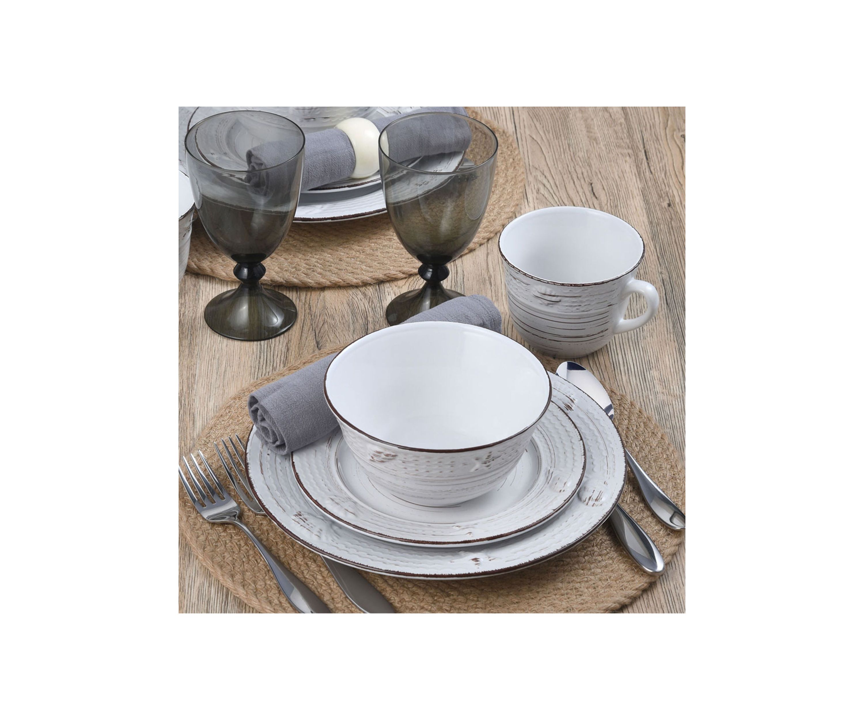 Trellis Coastal 16-Piece Dinnerware Set, Service For 4