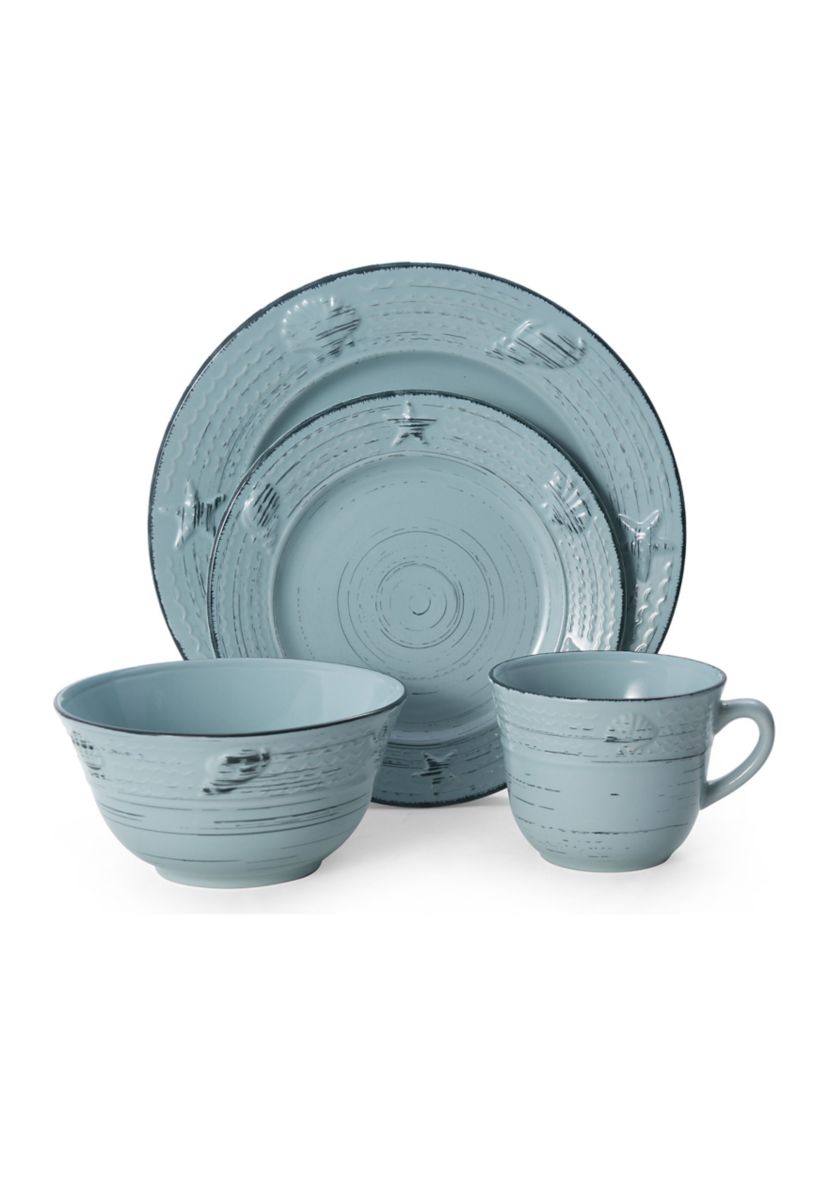 Trellis Coastal 16-Piece Dinnerware Set, Service For 4