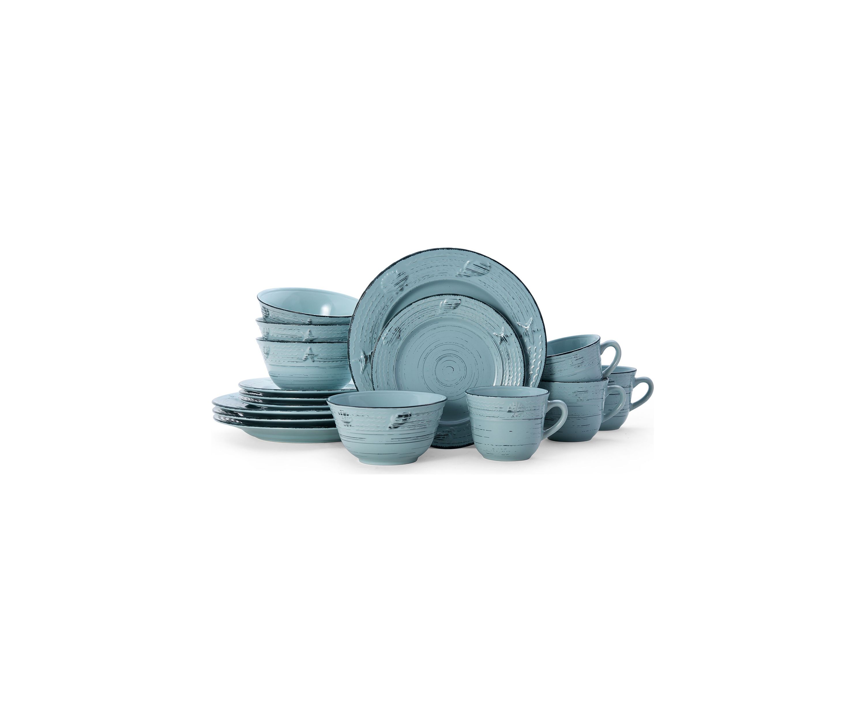 Trellis Coastal 16-Piece Dinnerware Set, Service For 4