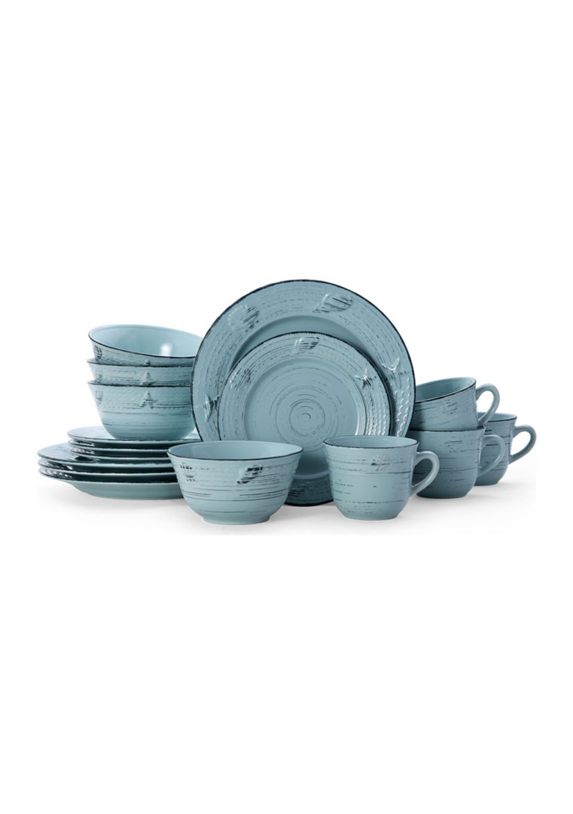 Trellis Coastal 16-Piece Dinnerware Set, Service For 4
