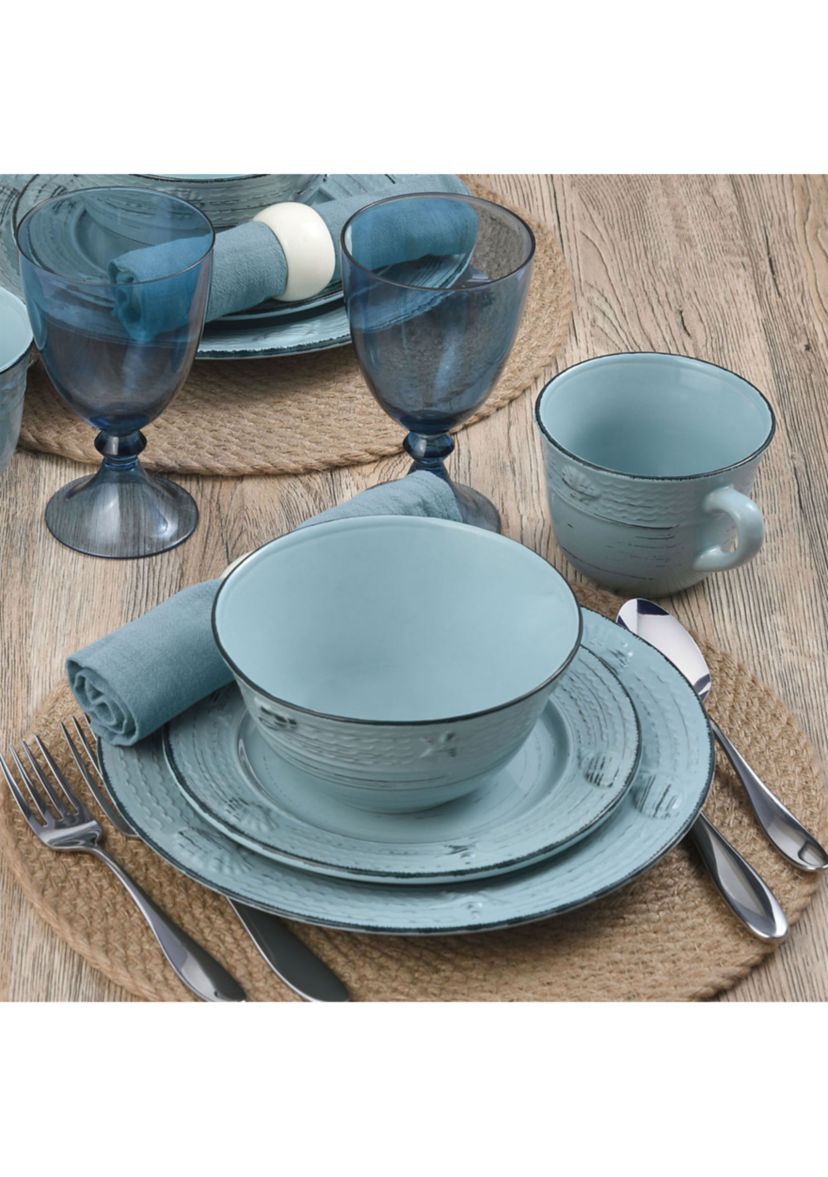 Trellis Coastal 16-Piece Dinnerware Set, Service For 4
