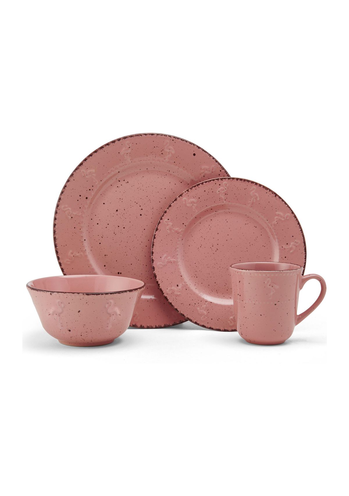 Pink Flamingo 16-Piece Dinnerware Set, Service For 4