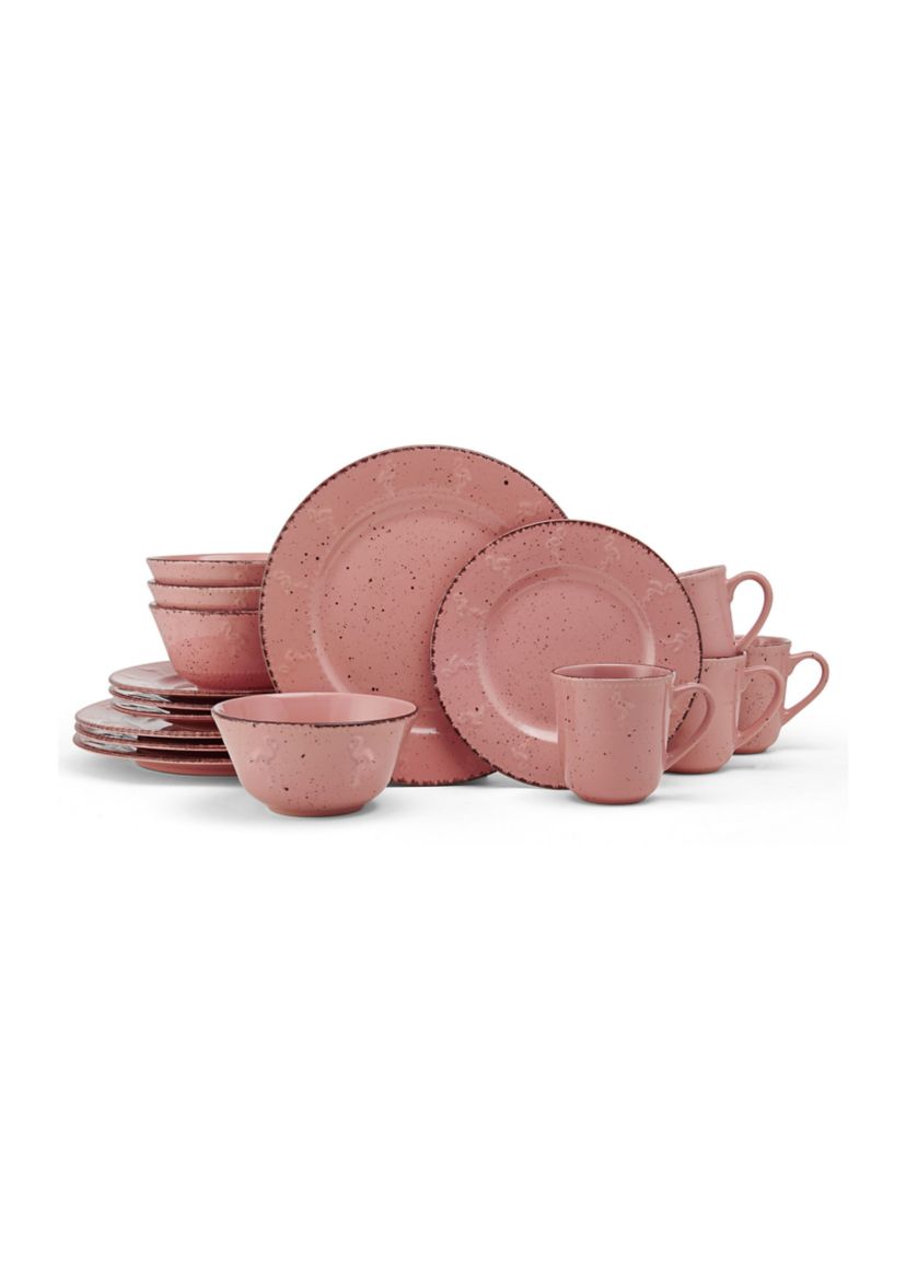 Pink Flamingo 16-Piece Dinnerware Set, Service For 4