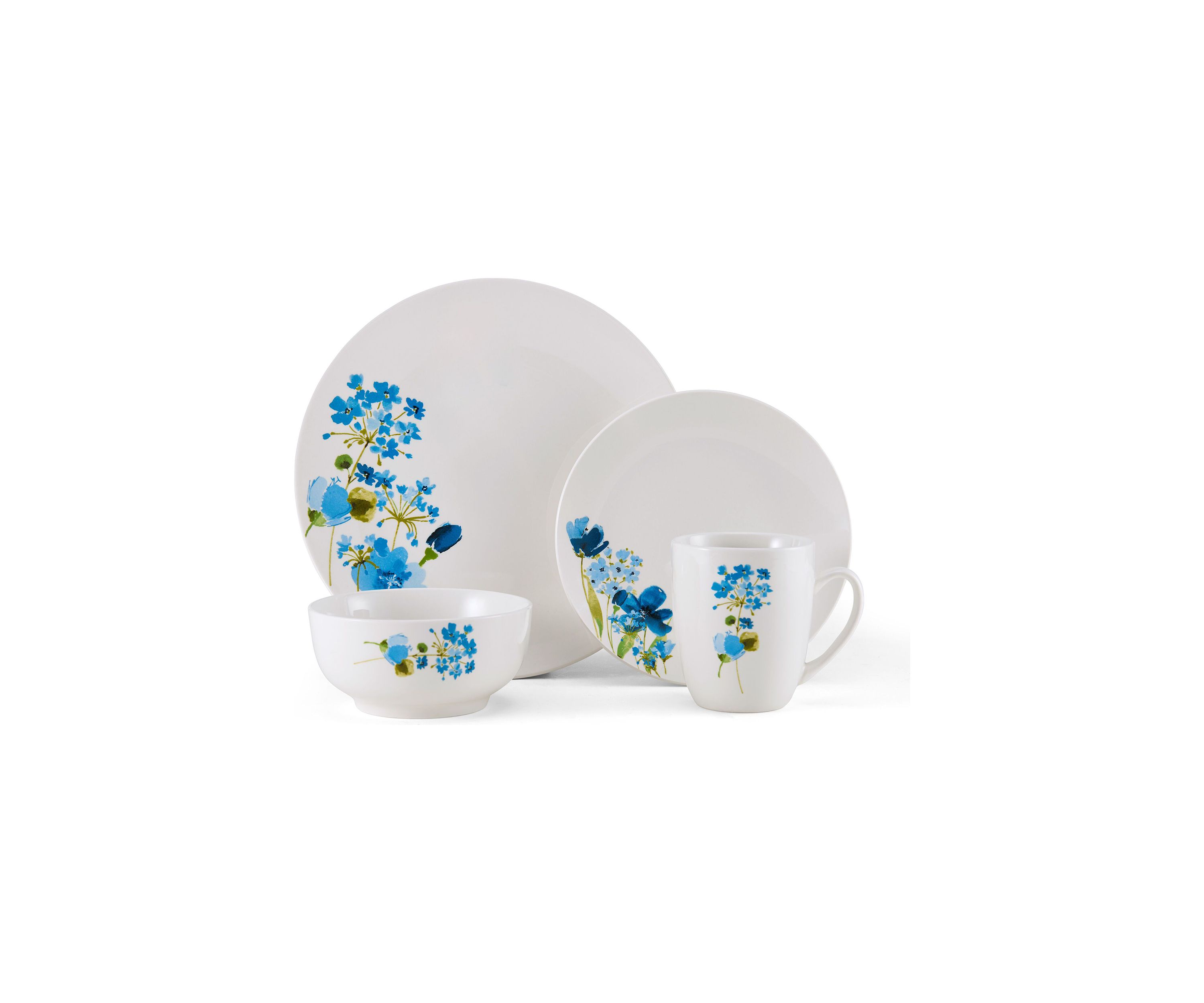 Painted Wildflowers 16 Piece Dinnerware Set, Service For 4