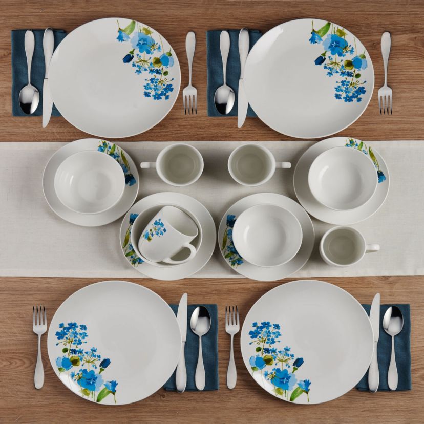 Painted Wildflowers 16 Piece Dinnerware Set, Service For 4