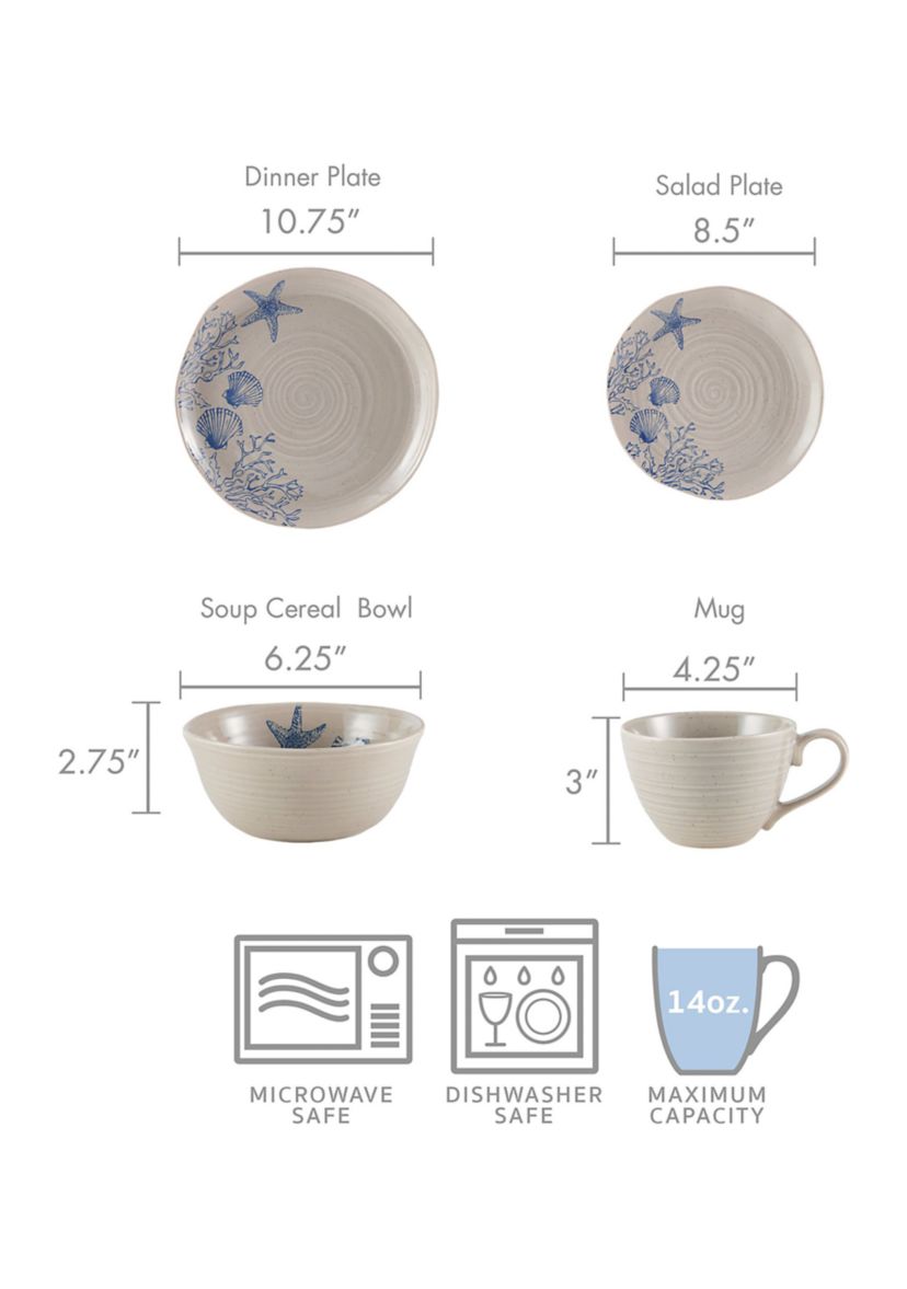 Southport 16-Piece Dinnerware Set, Service For 4