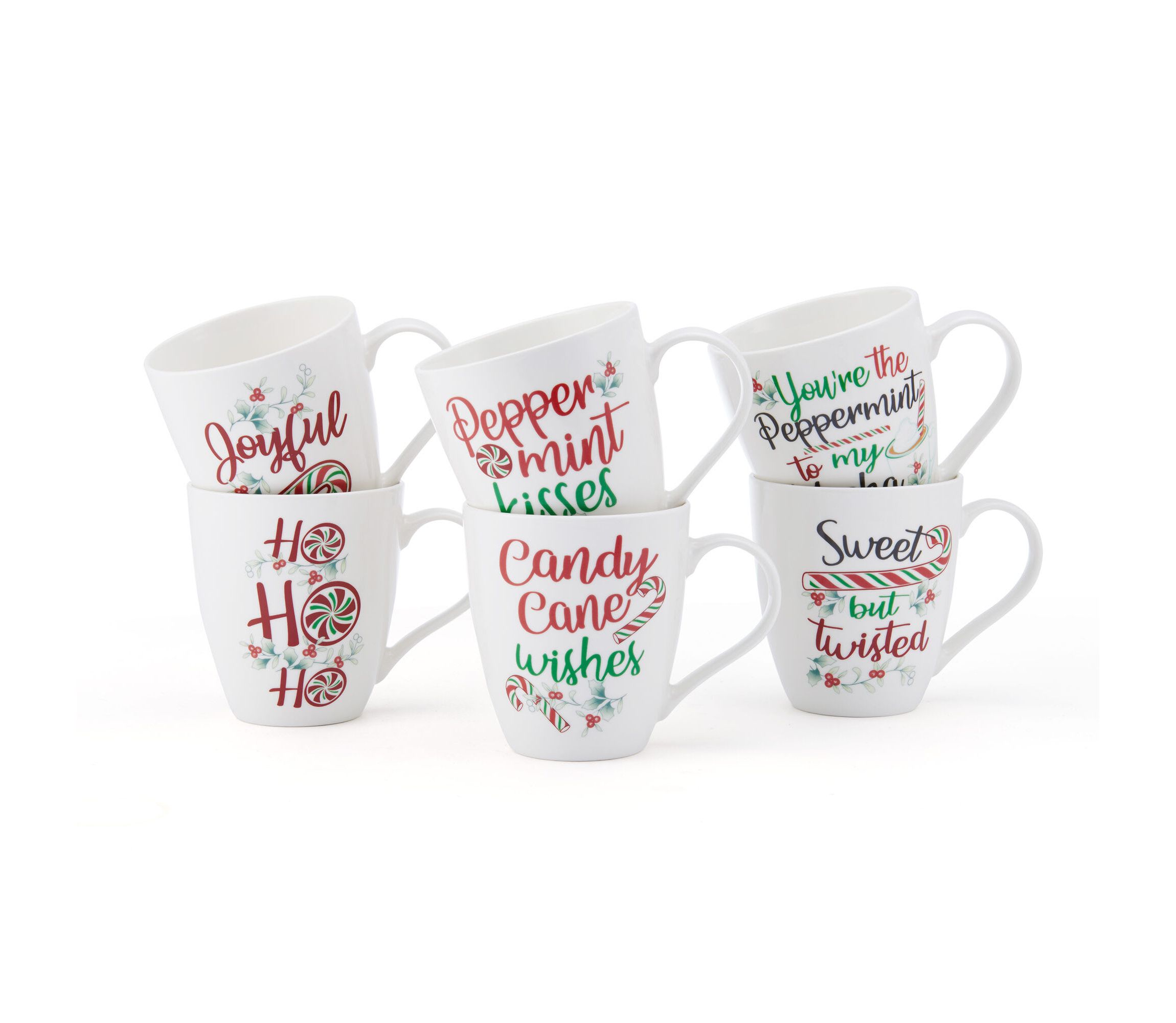 Winterberry 18-oz Set of 6 Festive Mugs