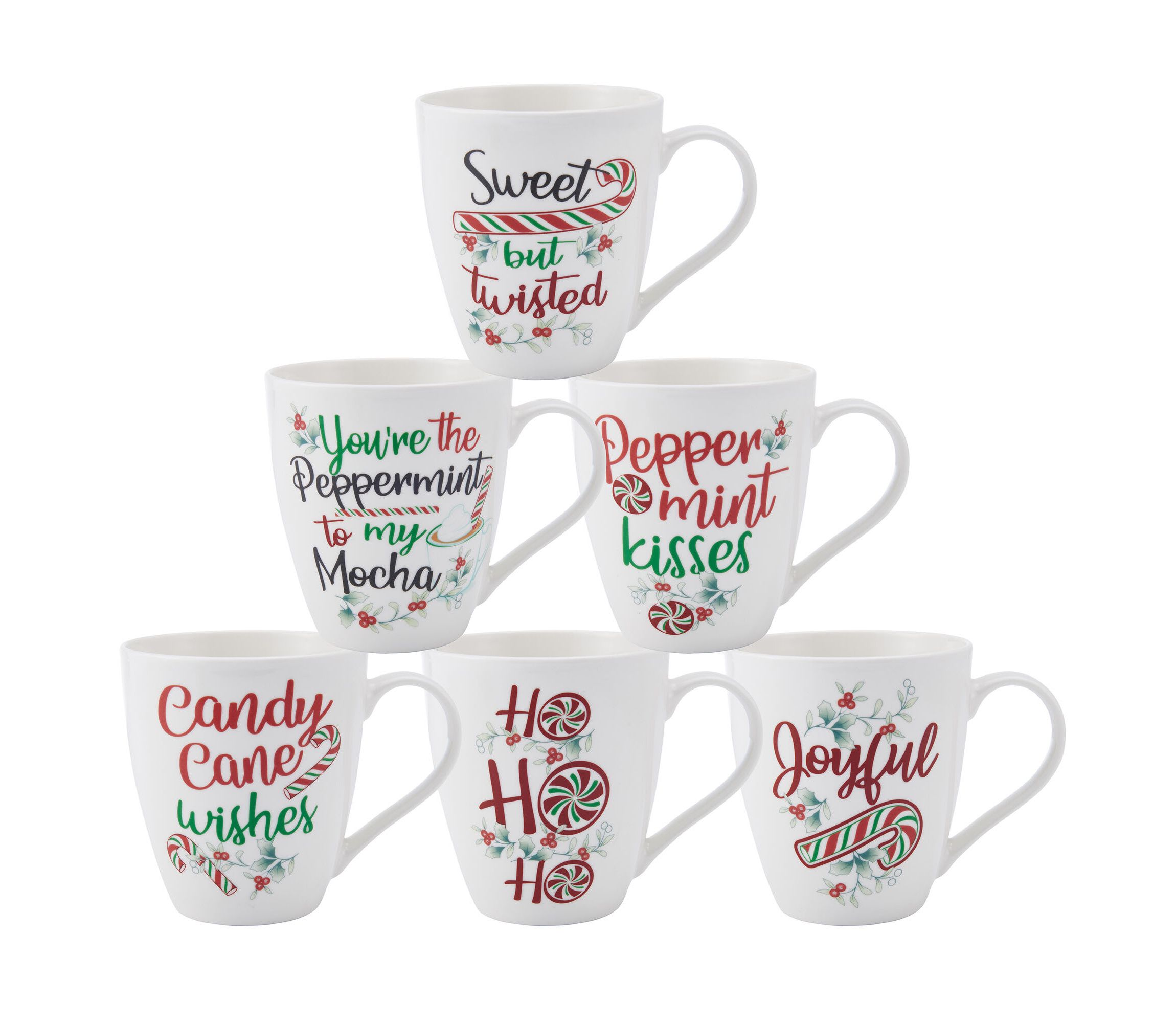 Winterberry 18-oz Set of 6 Festive Mugs