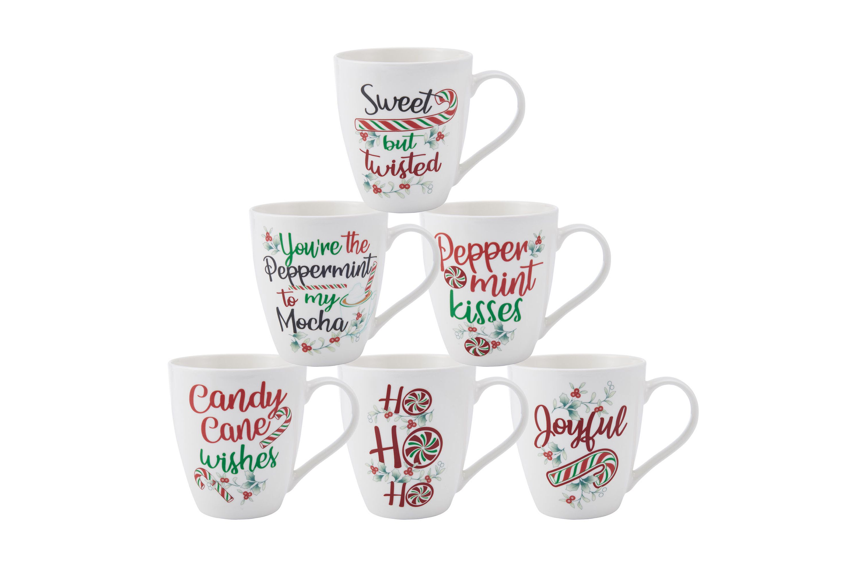 Winterberry 18-oz Set of 6 Festive Mugs