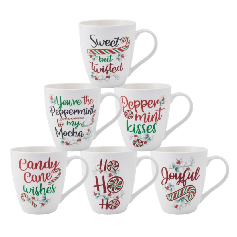 Winterberry 18-oz Set of 6 Festive Mugs