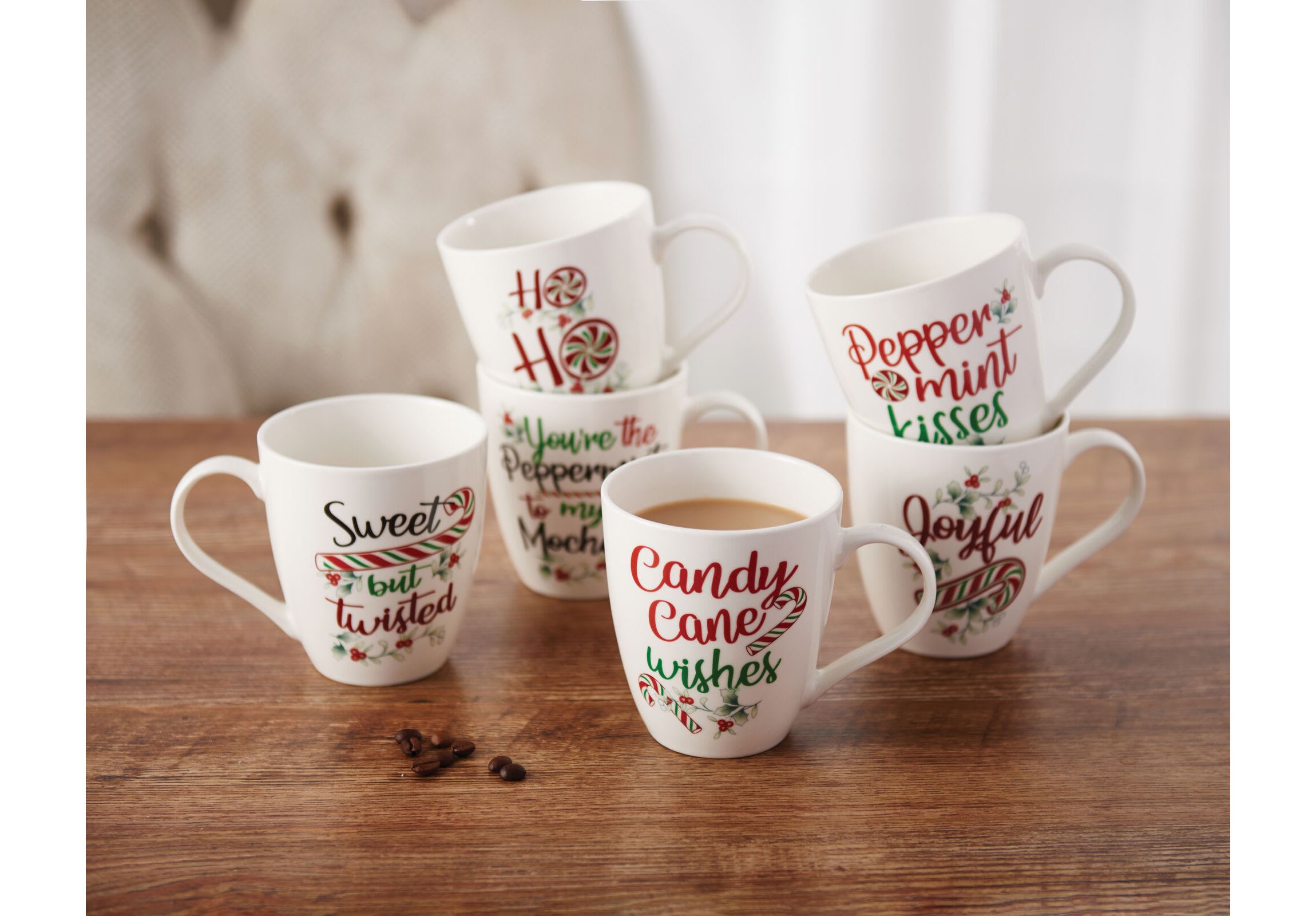 Winterberry 18-oz Set of 6 Festive Mugs