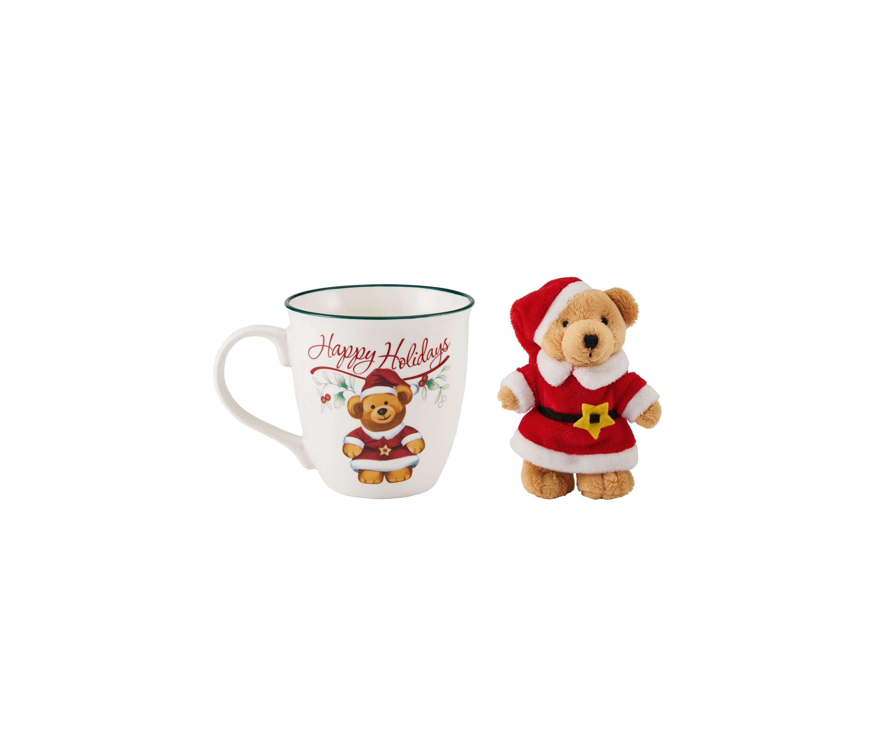 Winterberry Teddy Bear Ornament with Mug