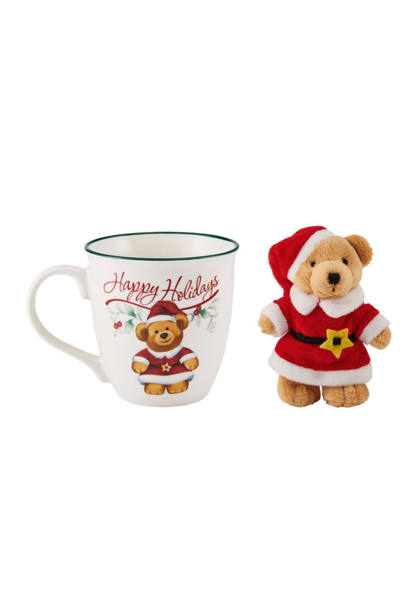 Winterberry Teddy Bear Ornament with Mug