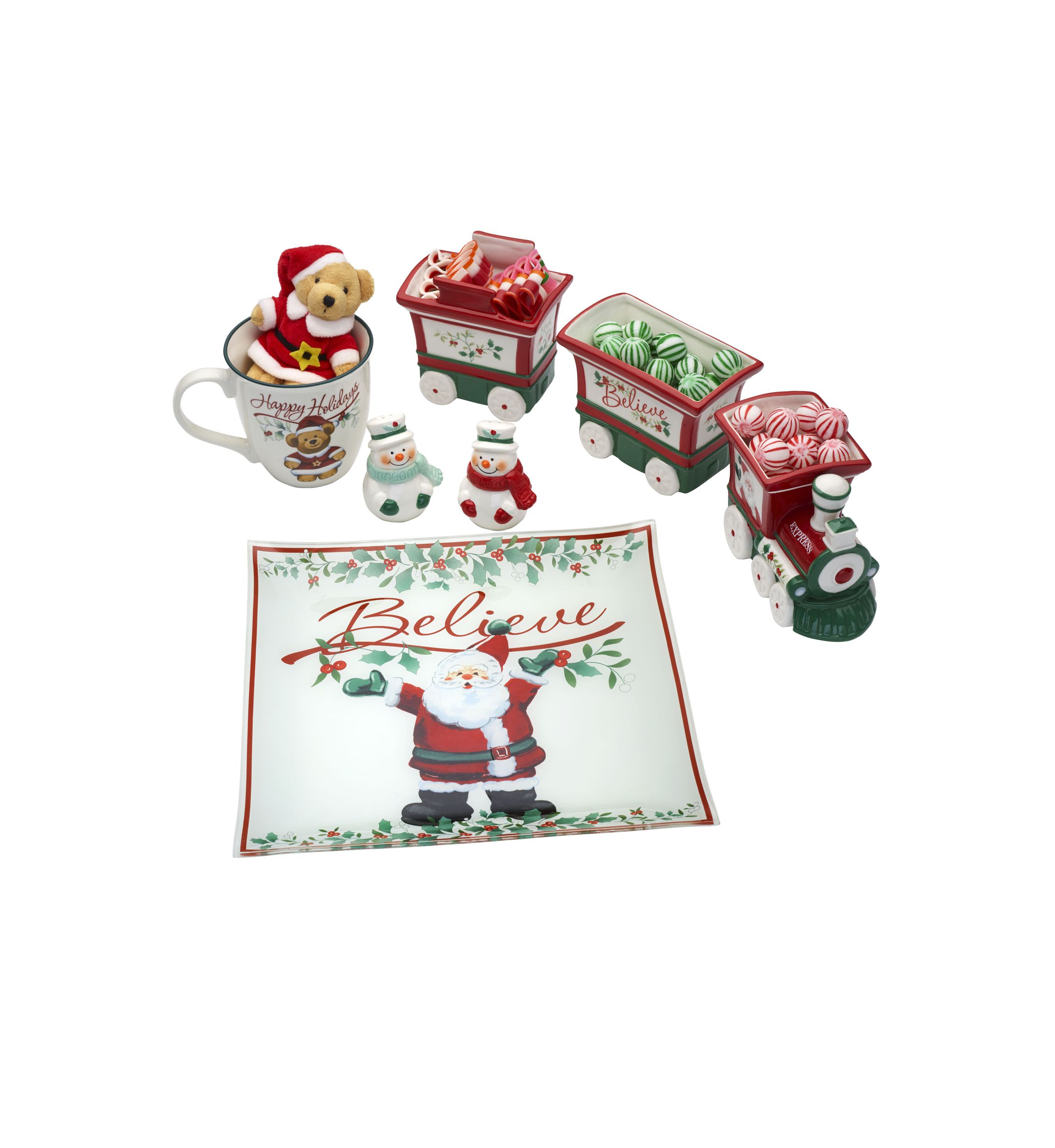 Winterberry Teddy Bear Ornament with Mug