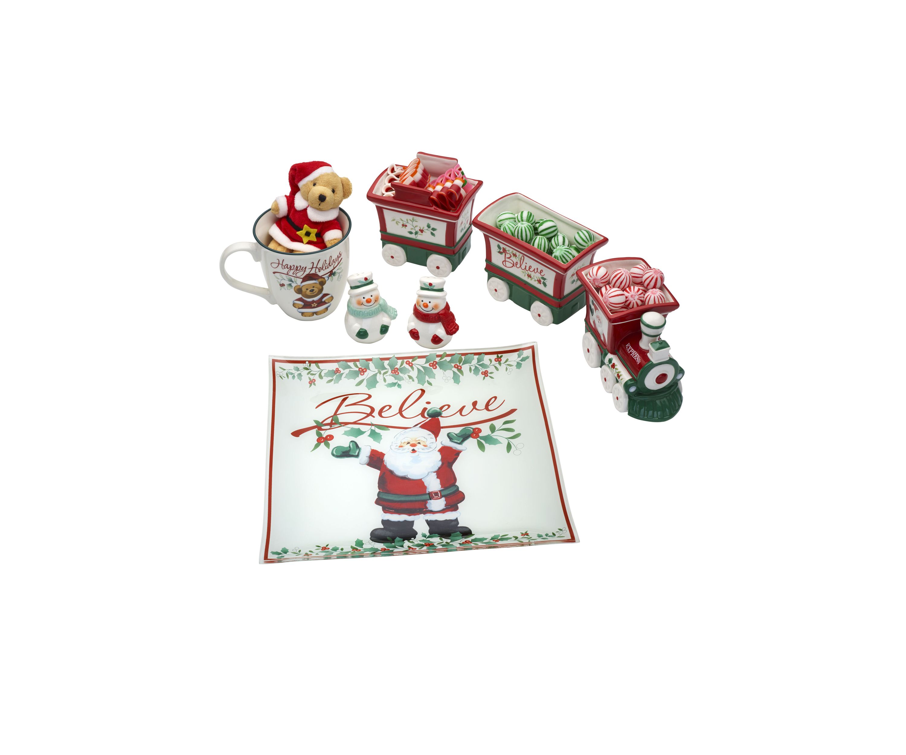 Winterberry Teddy Bear Ornament with Mug