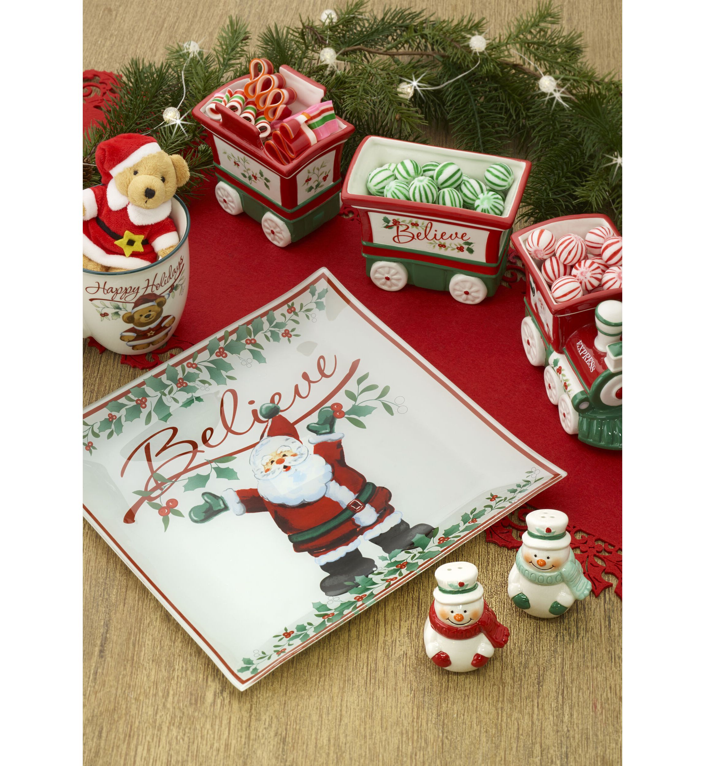 Winterberry Teddy Bear Ornament with Mug