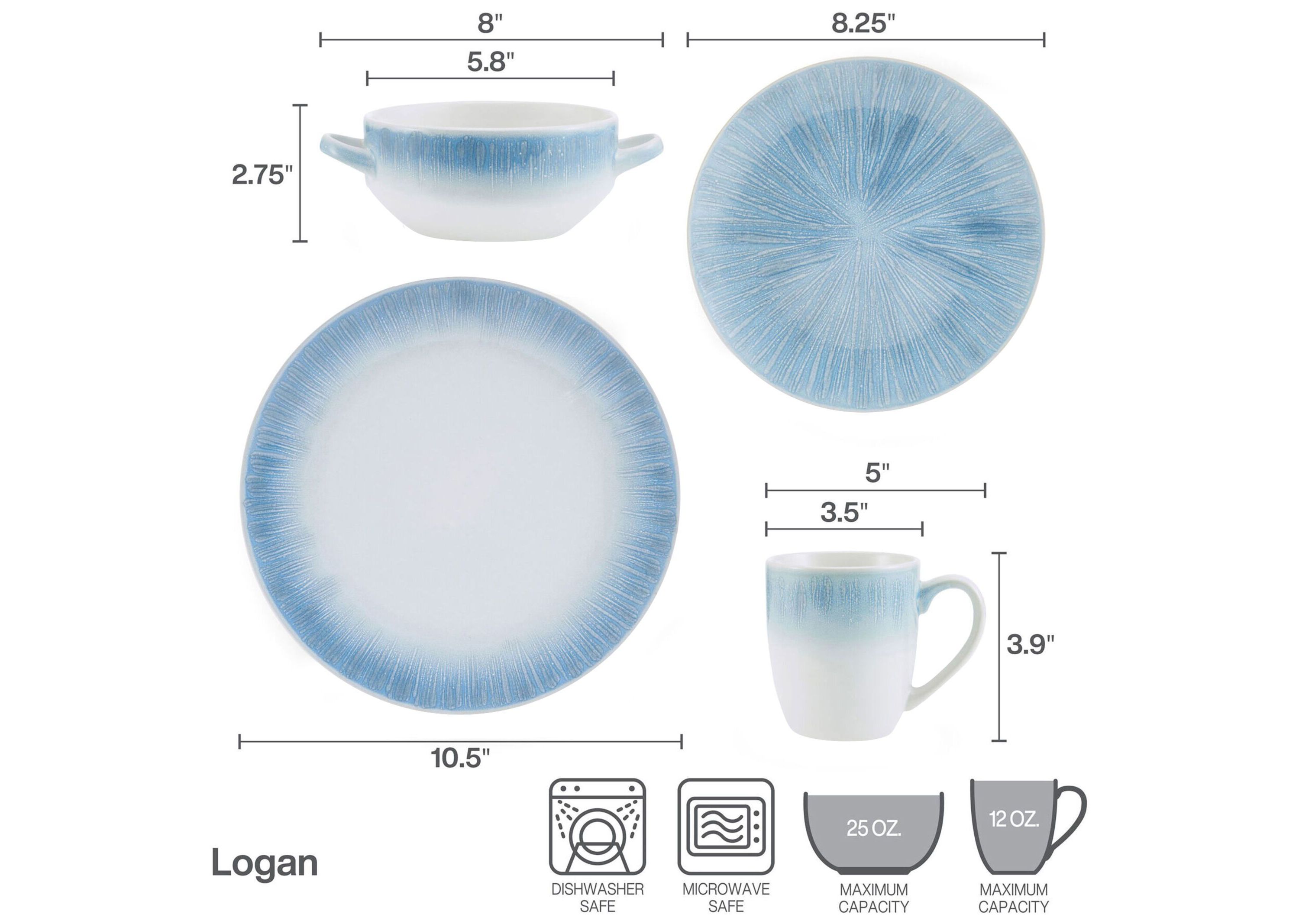 Logan 16-pc Dinnerware Set, Service for 4