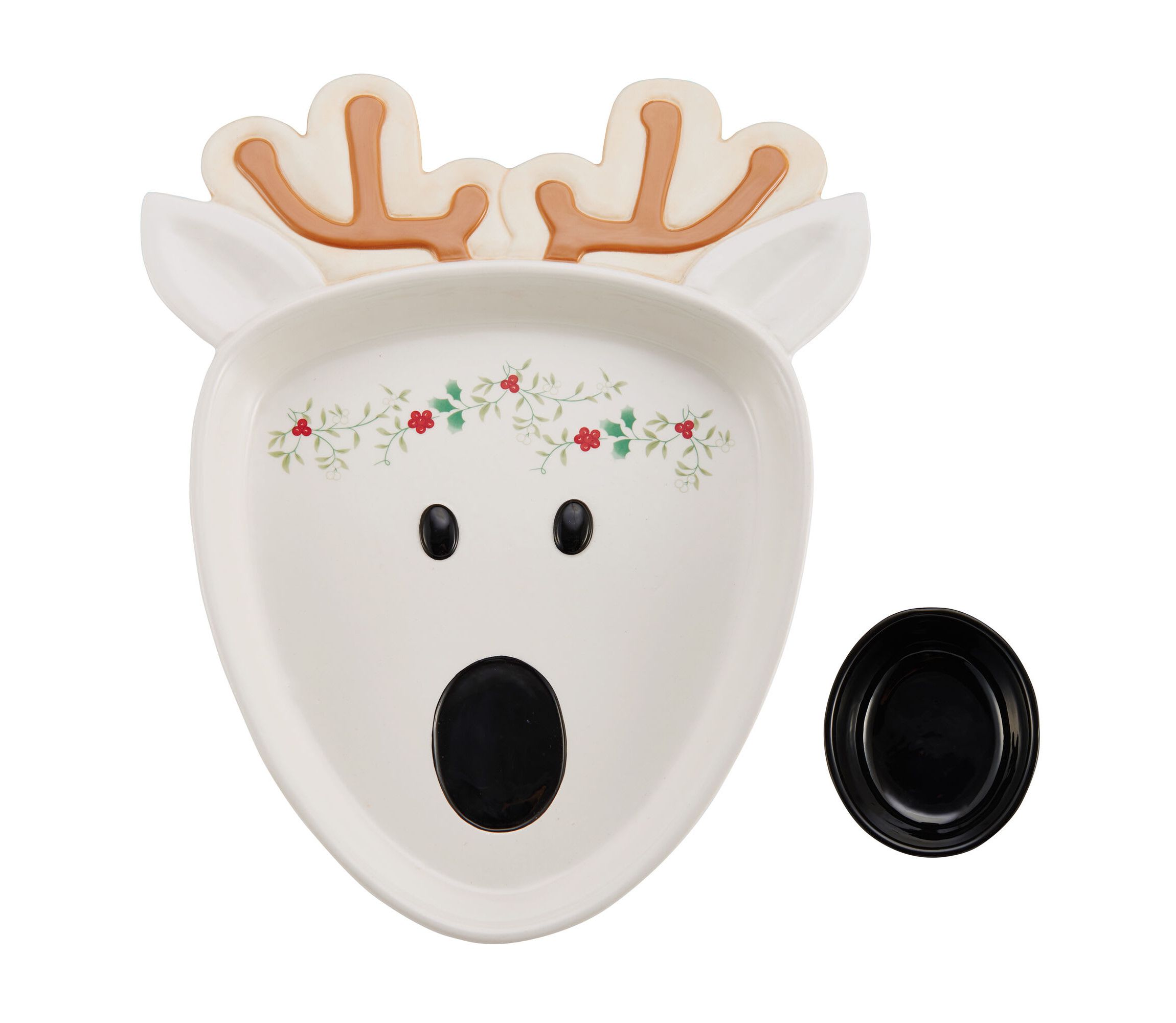 Winterberry Reindeer Chip and Dip Bowl