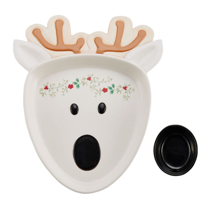 Winterberry Reindeer Chip and Dip Bowl