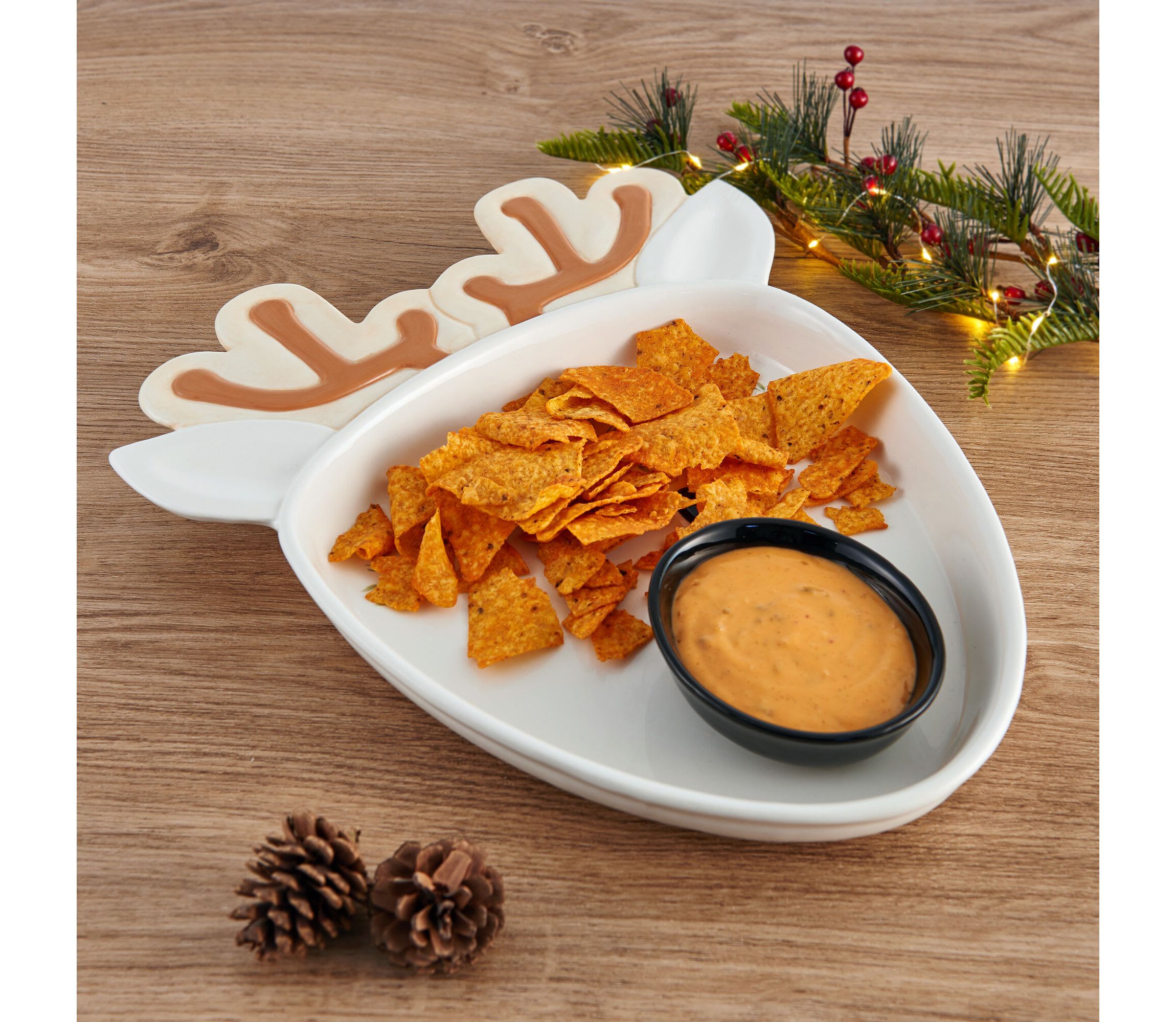 Winterberry Reindeer Chip and Dip Bowl