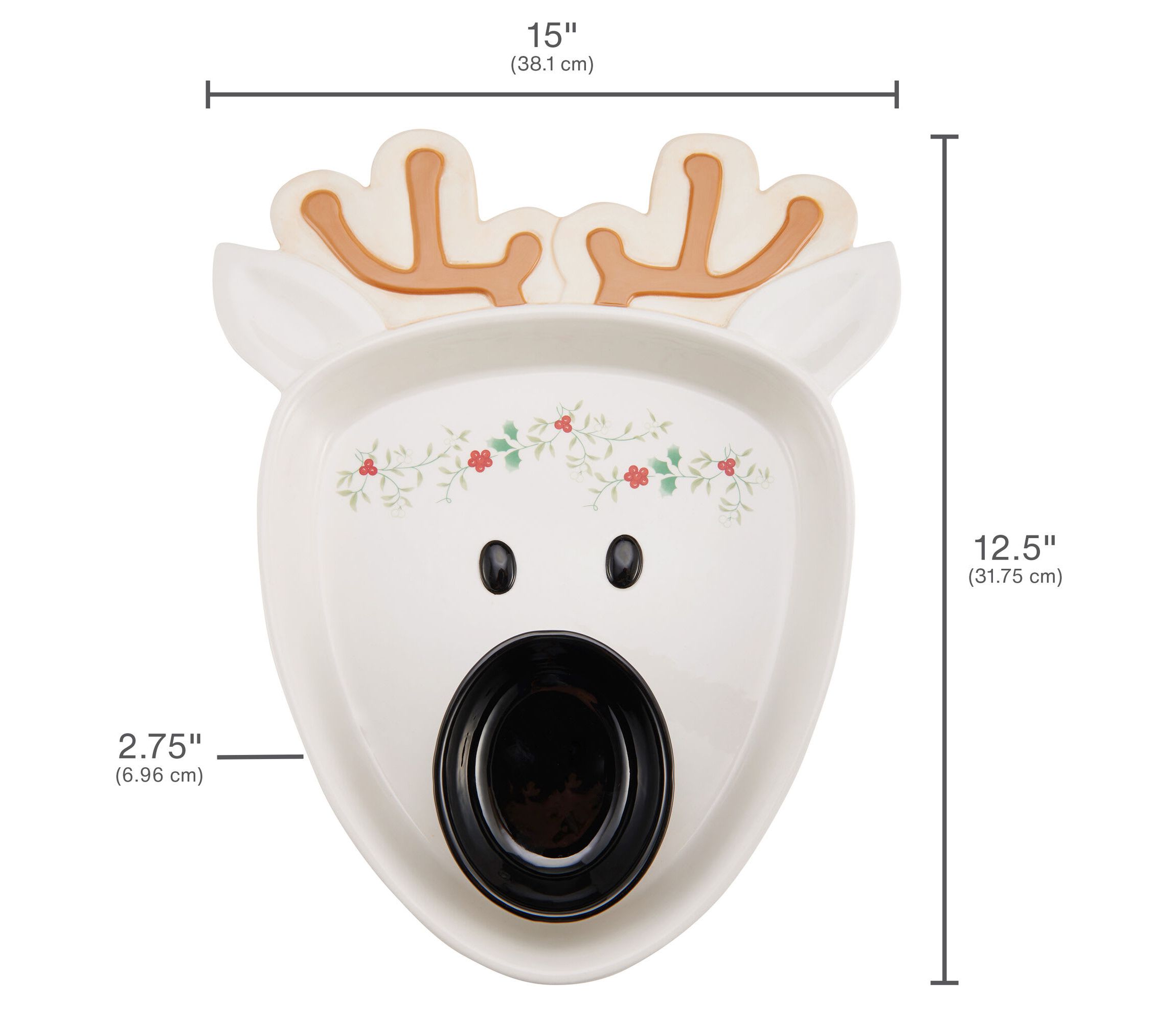 Winterberry Reindeer Chip and Dip Bowl