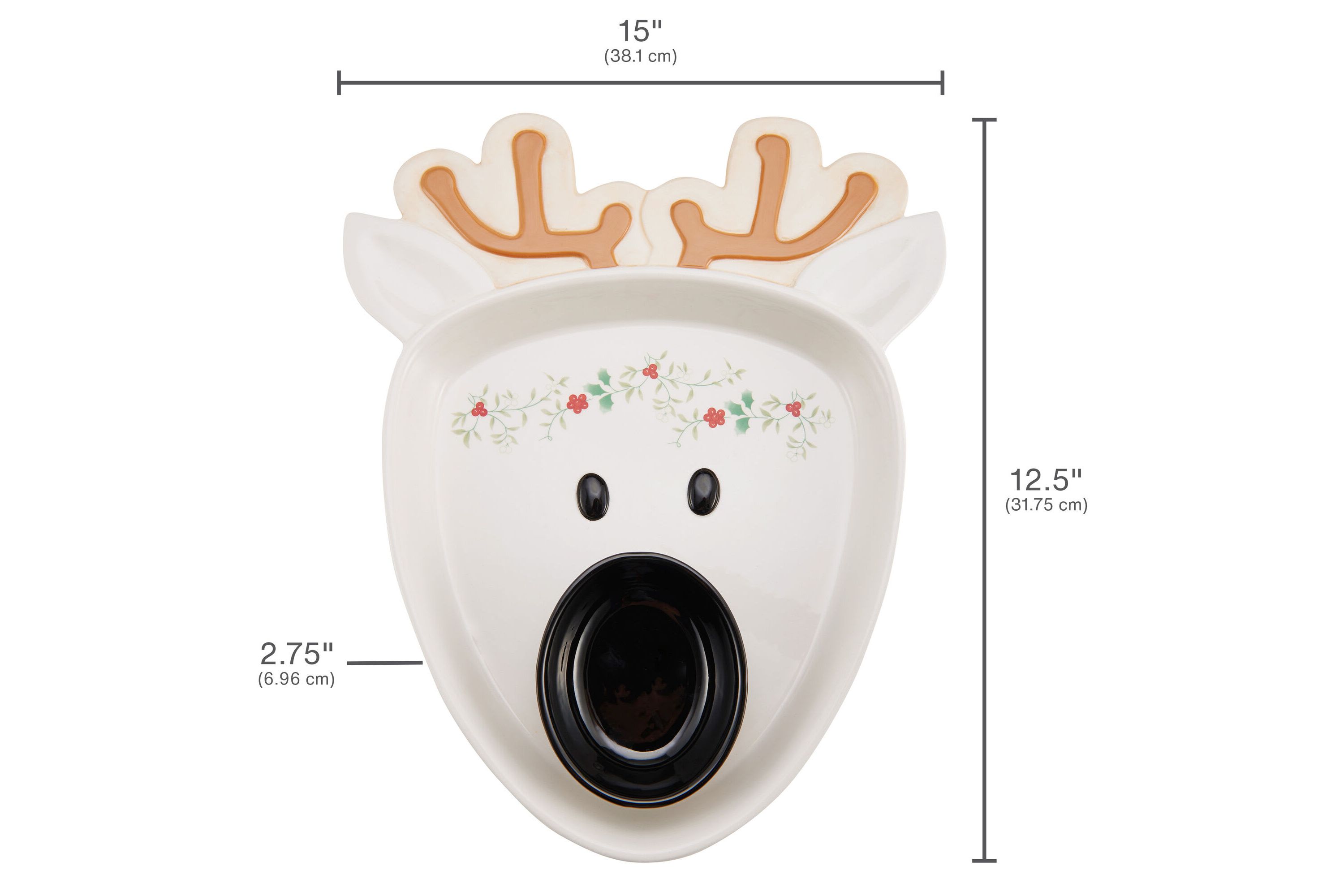 Winterberry Reindeer Chip and Dip Bowl