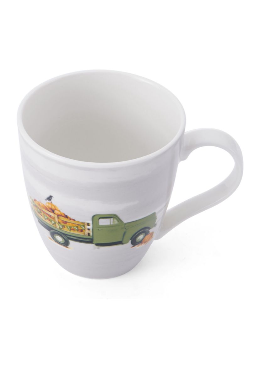 Pumpkin Farmer Truck Porcelain Mug, 18 Ounce