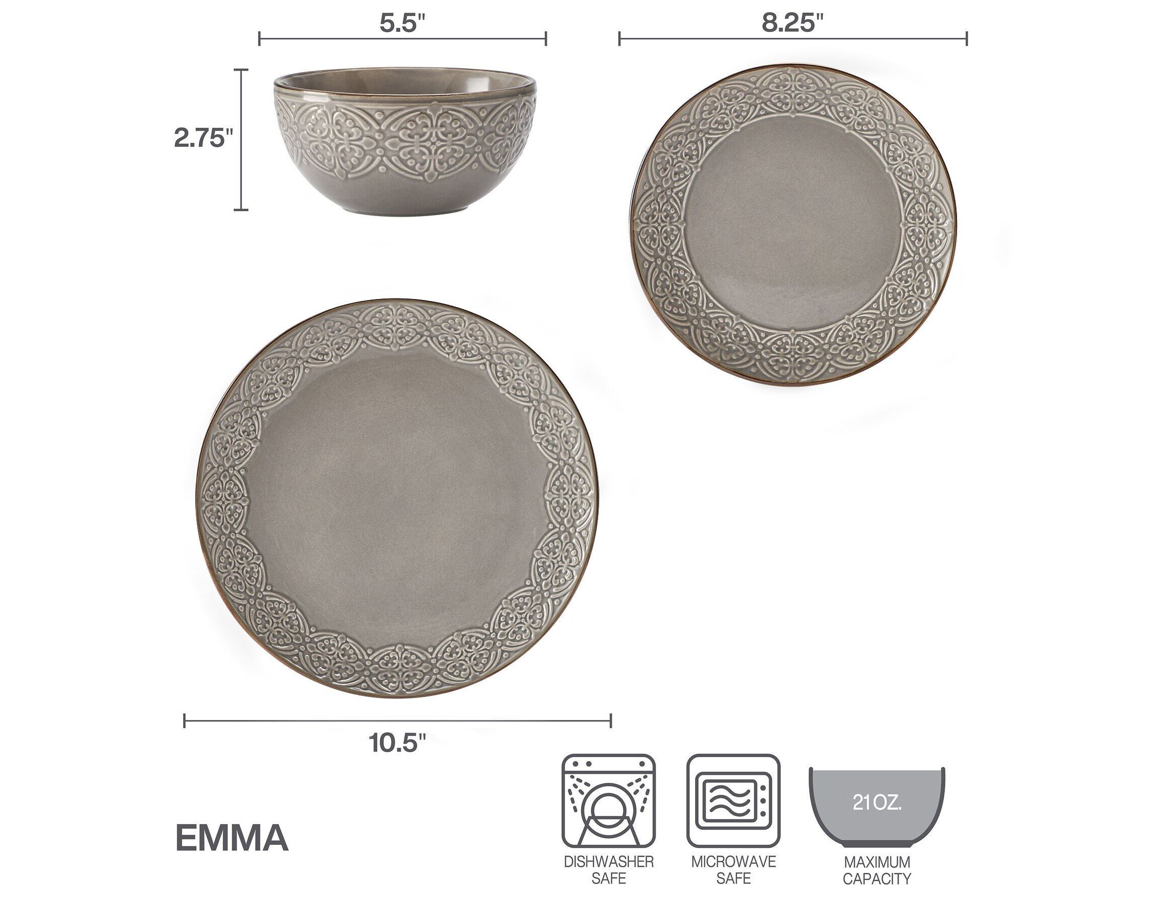Emma 12-pc Dinnerware Set, Service for 4