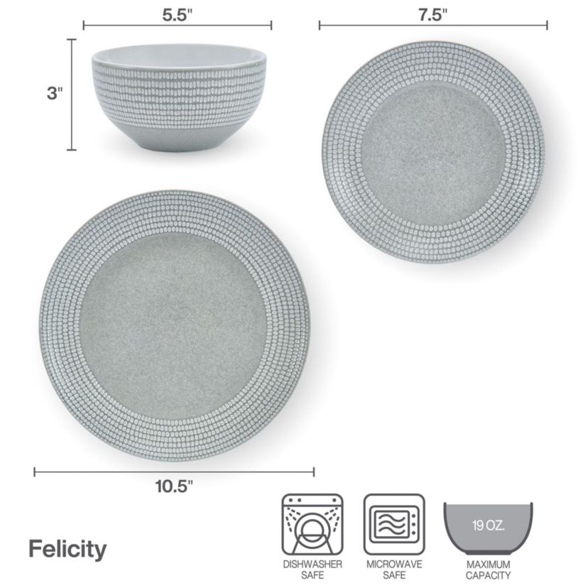 Felicity 12-pc Dinnerware Set, Service for 4