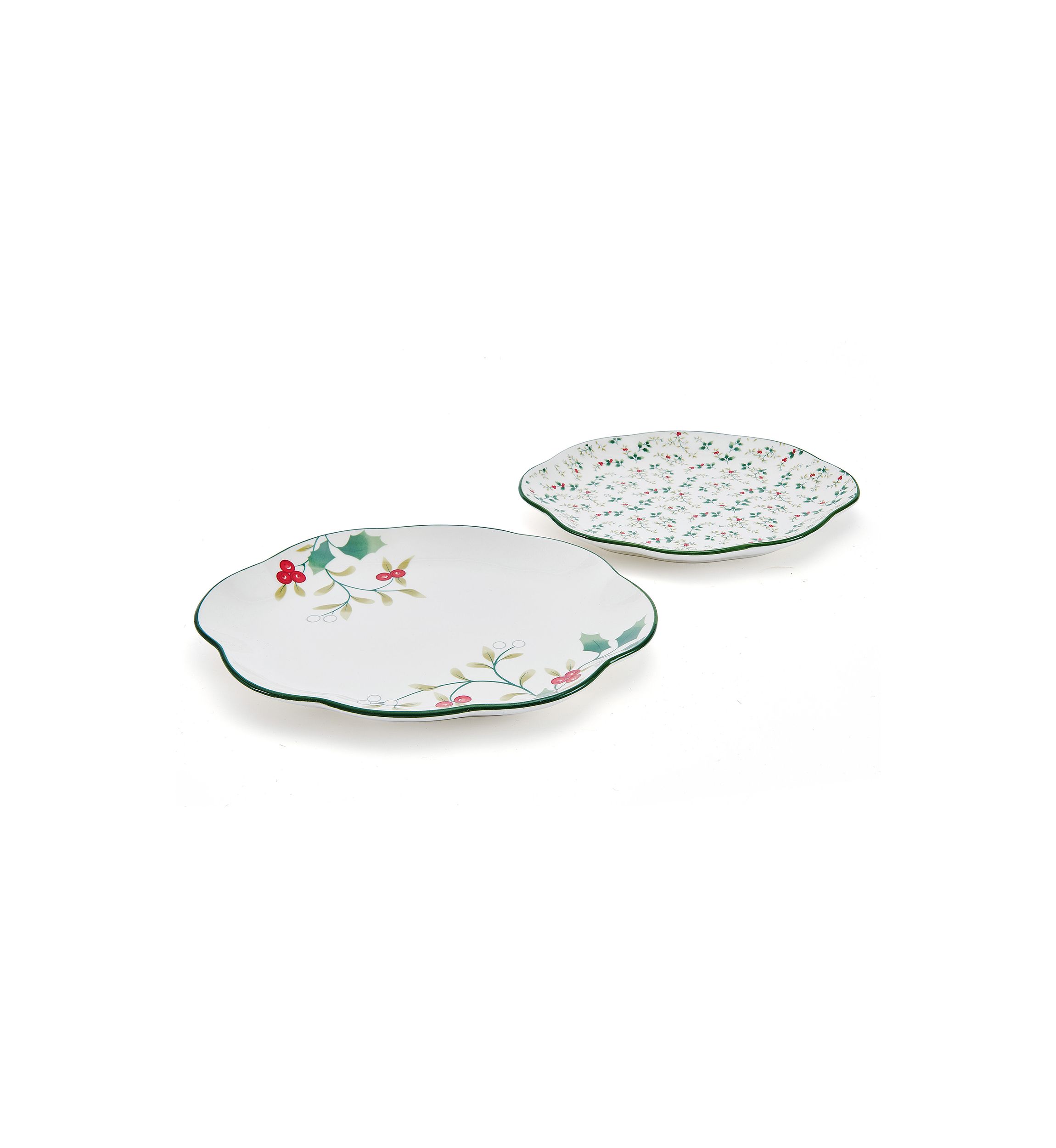 Stoneware Winterberry Platters - Set of 2