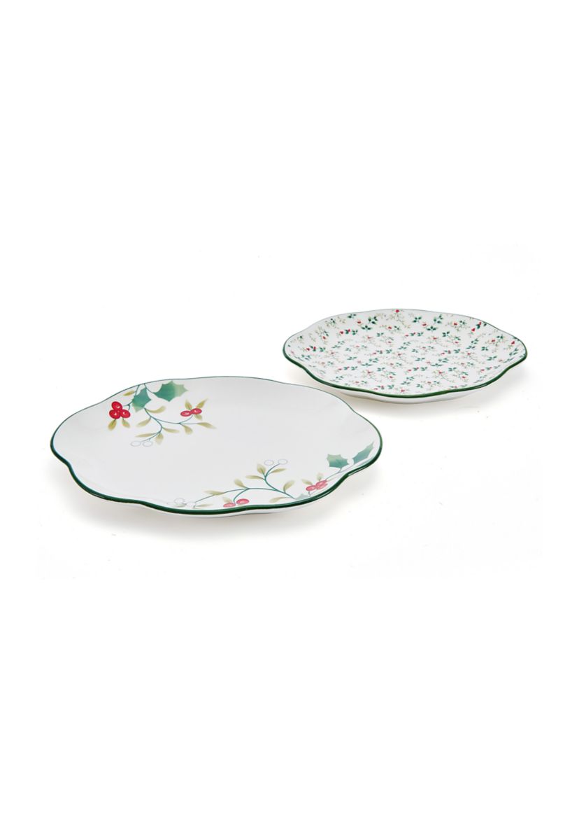 Stoneware Winterberry Platters - Set of 2