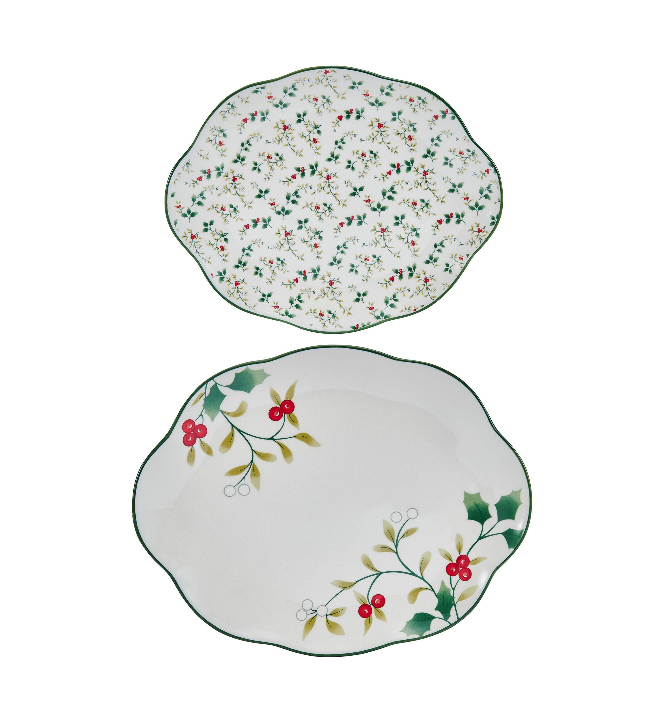 Stoneware Winterberry Platters - Set of 2