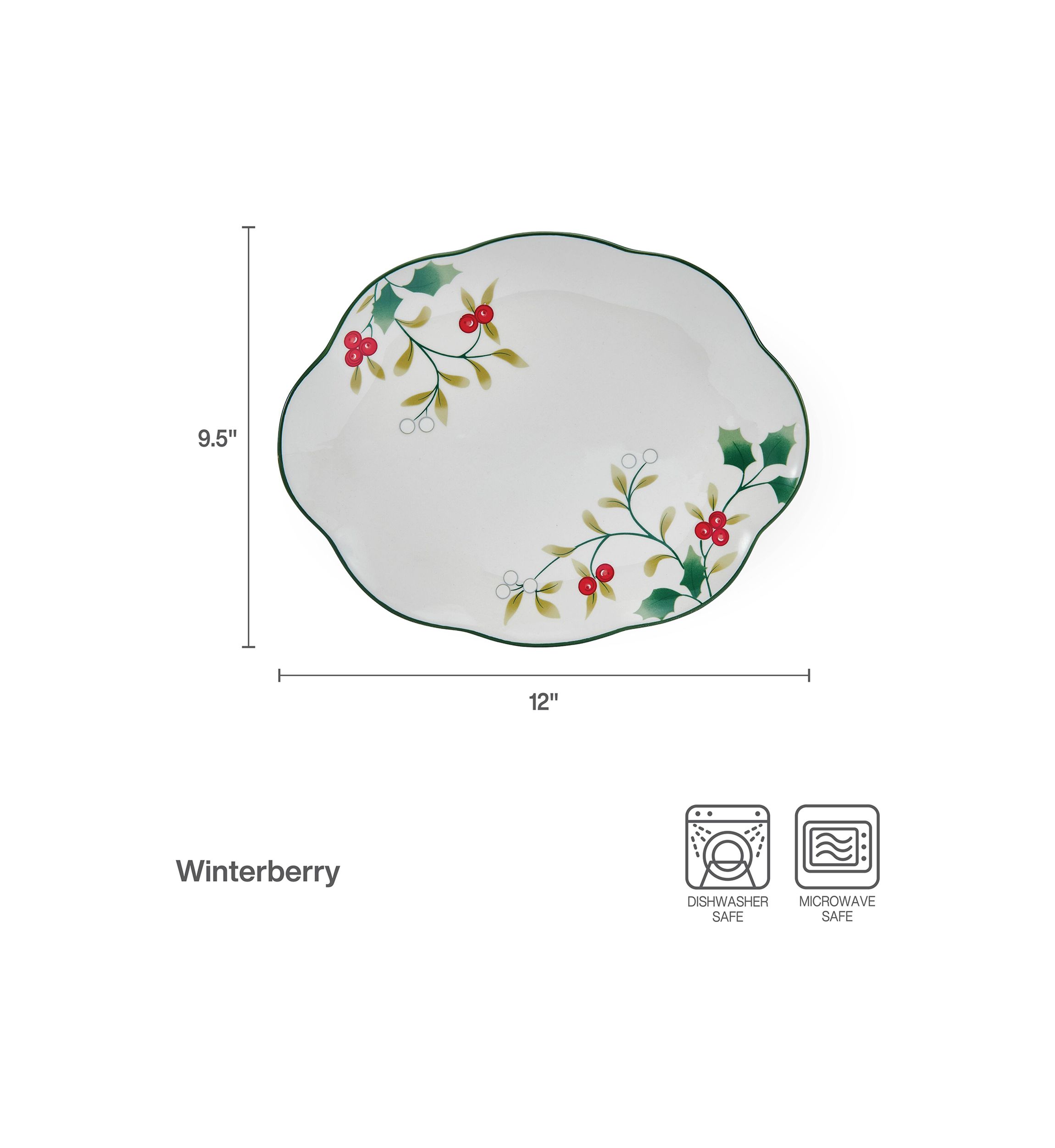 Stoneware Winterberry Platters - Set of 2