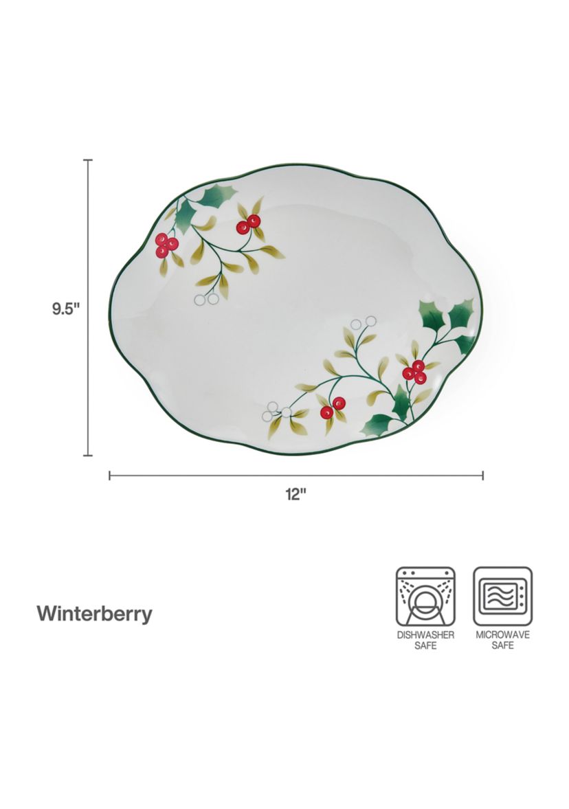 Stoneware Winterberry Platters - Set of 2