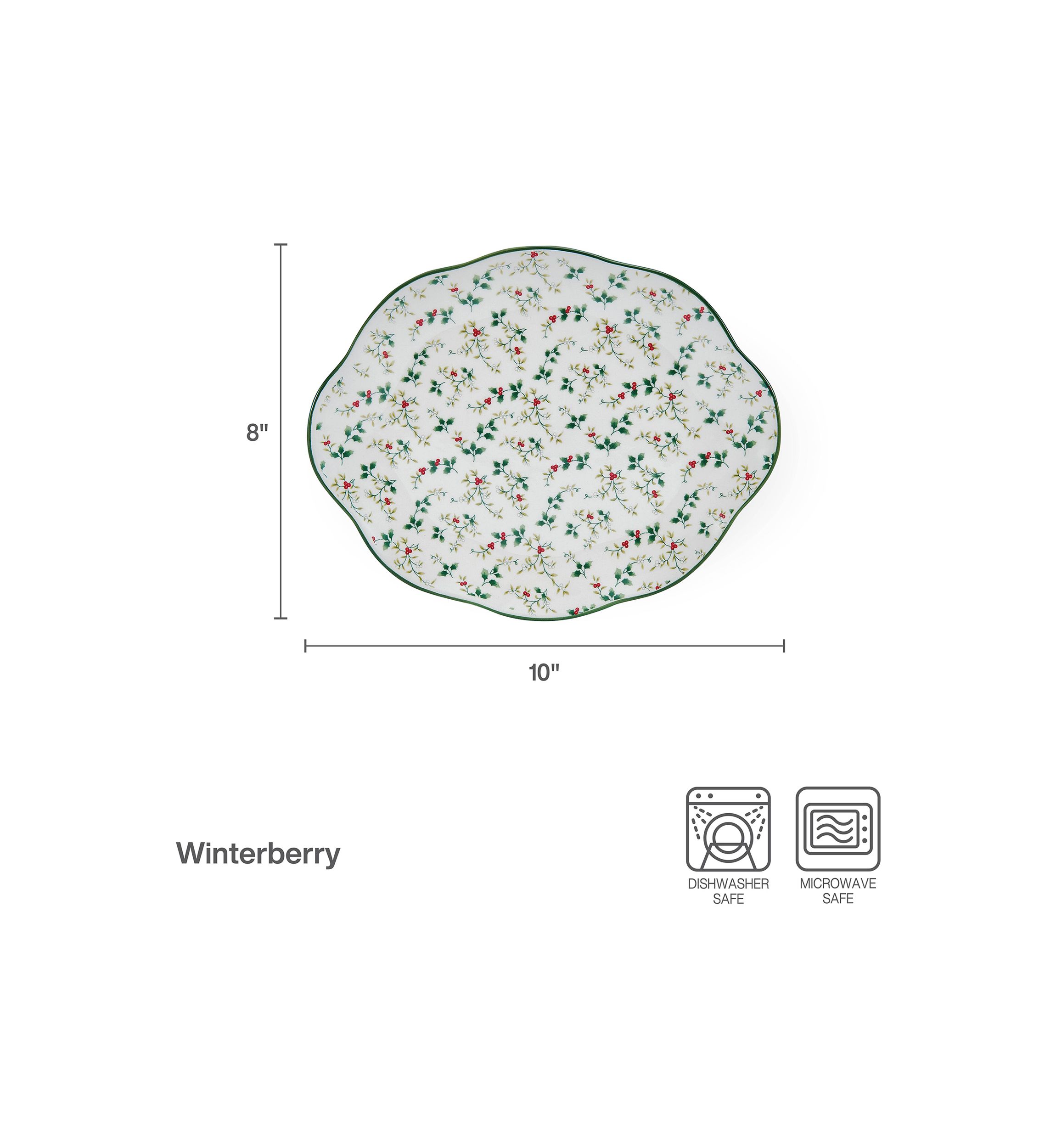 Stoneware Winterberry Platters - Set of 2