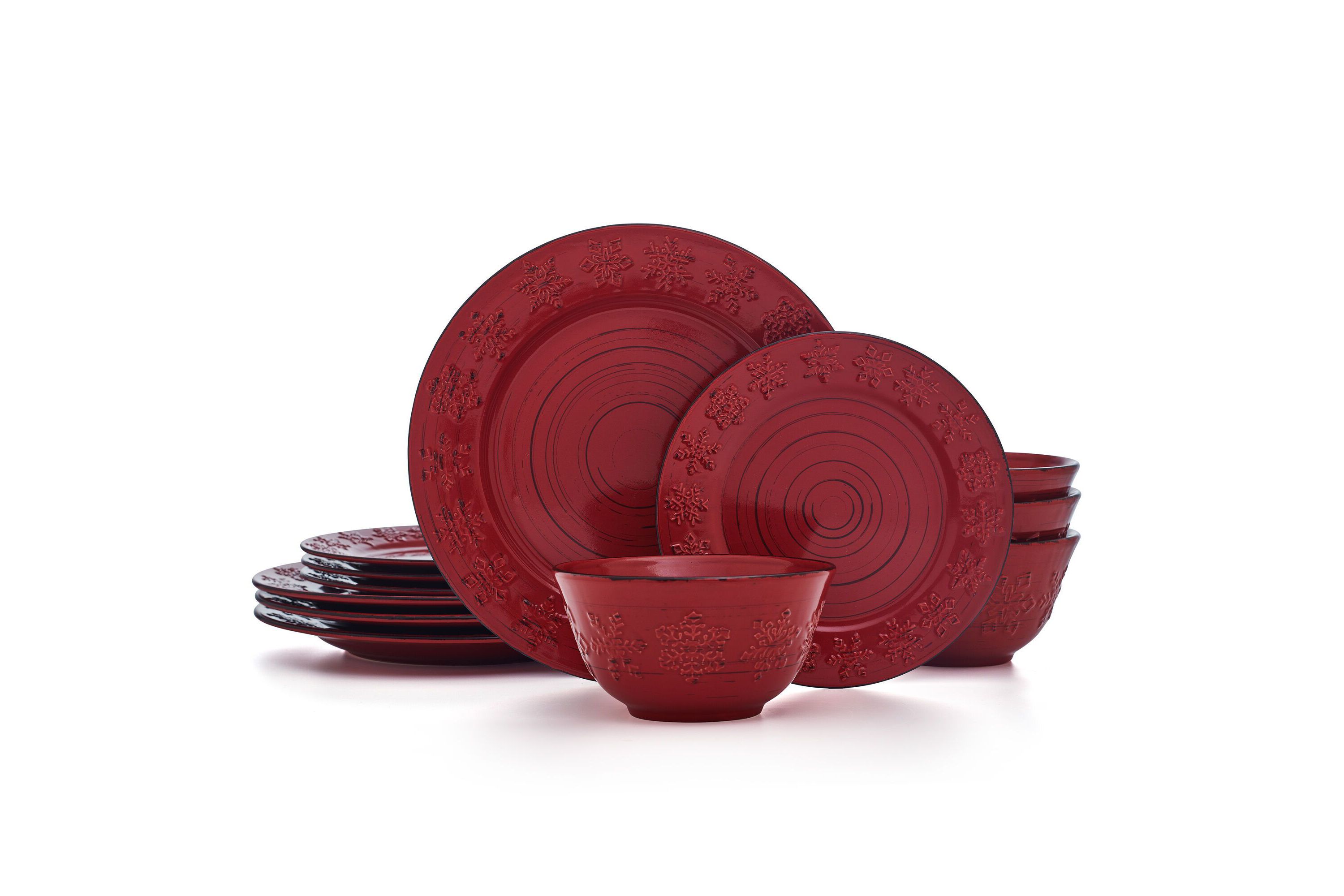 Trellis Snowflakes 12-pc Dinnerware Set, Service for 4